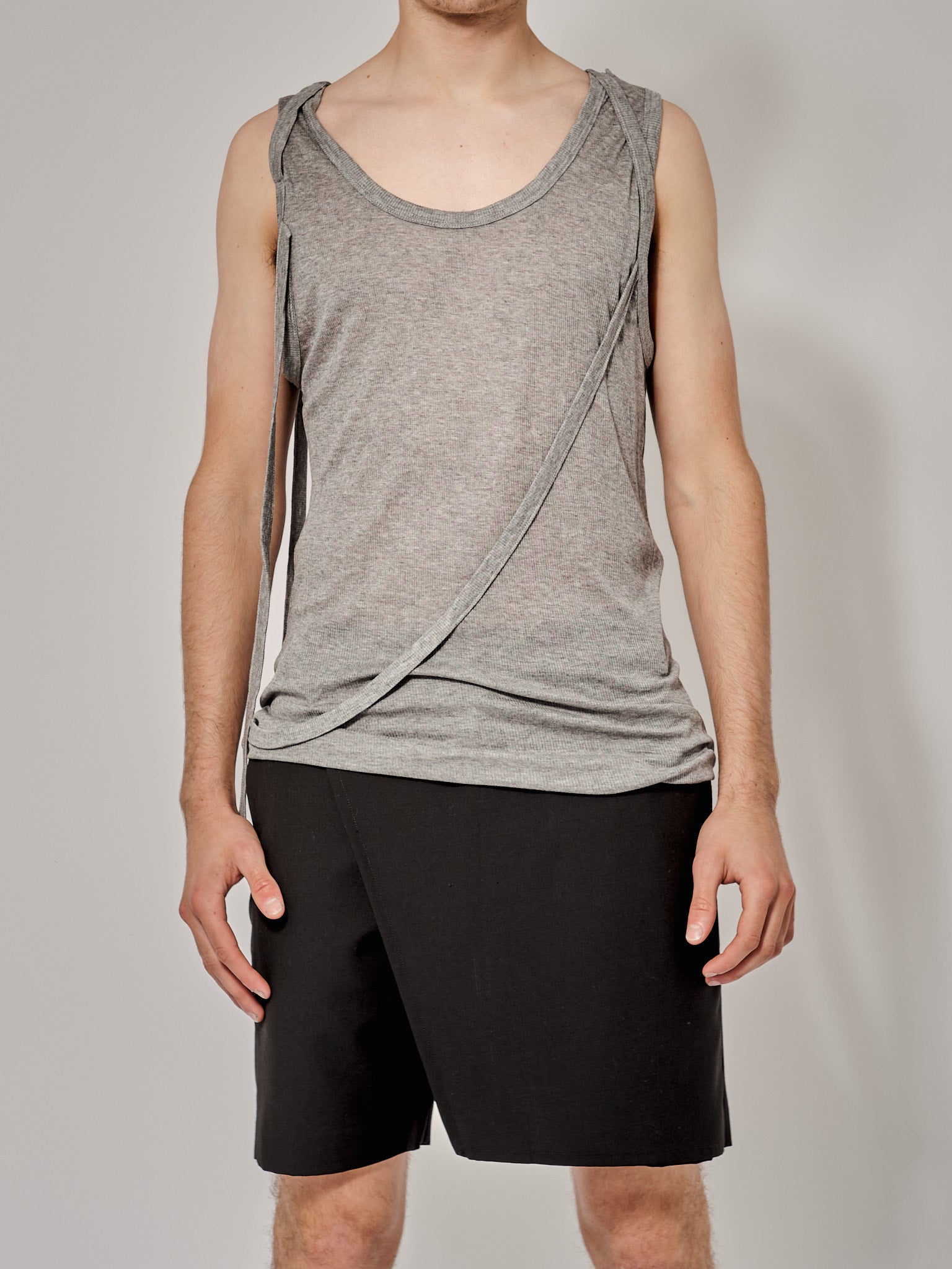 Grey Vest With Crossover Straps