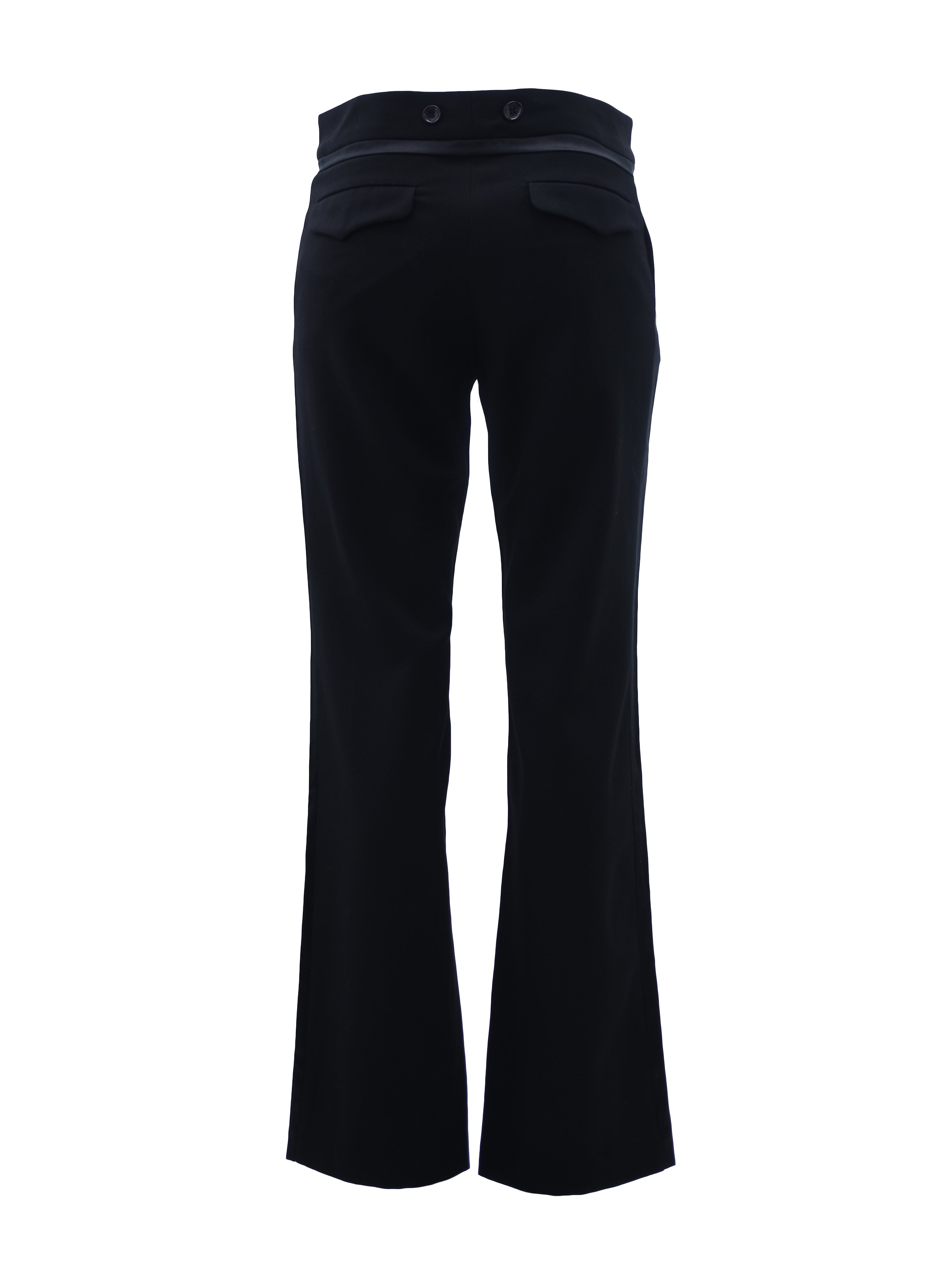 BLACK WOOL SUIT TROUSERS WITH BUTTON DETAILING