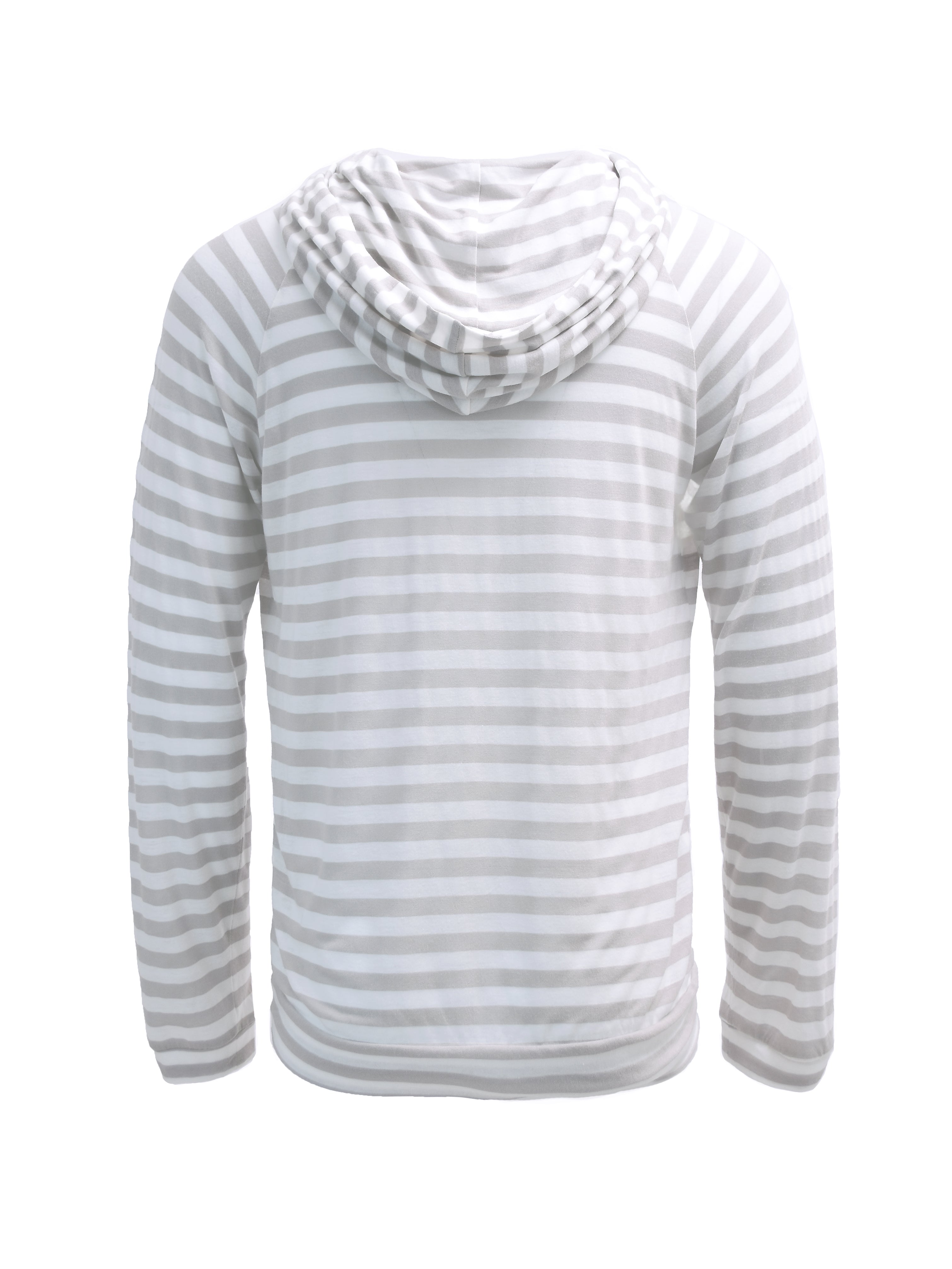 WHITE AND GREY STRIPED HOODIE TOP