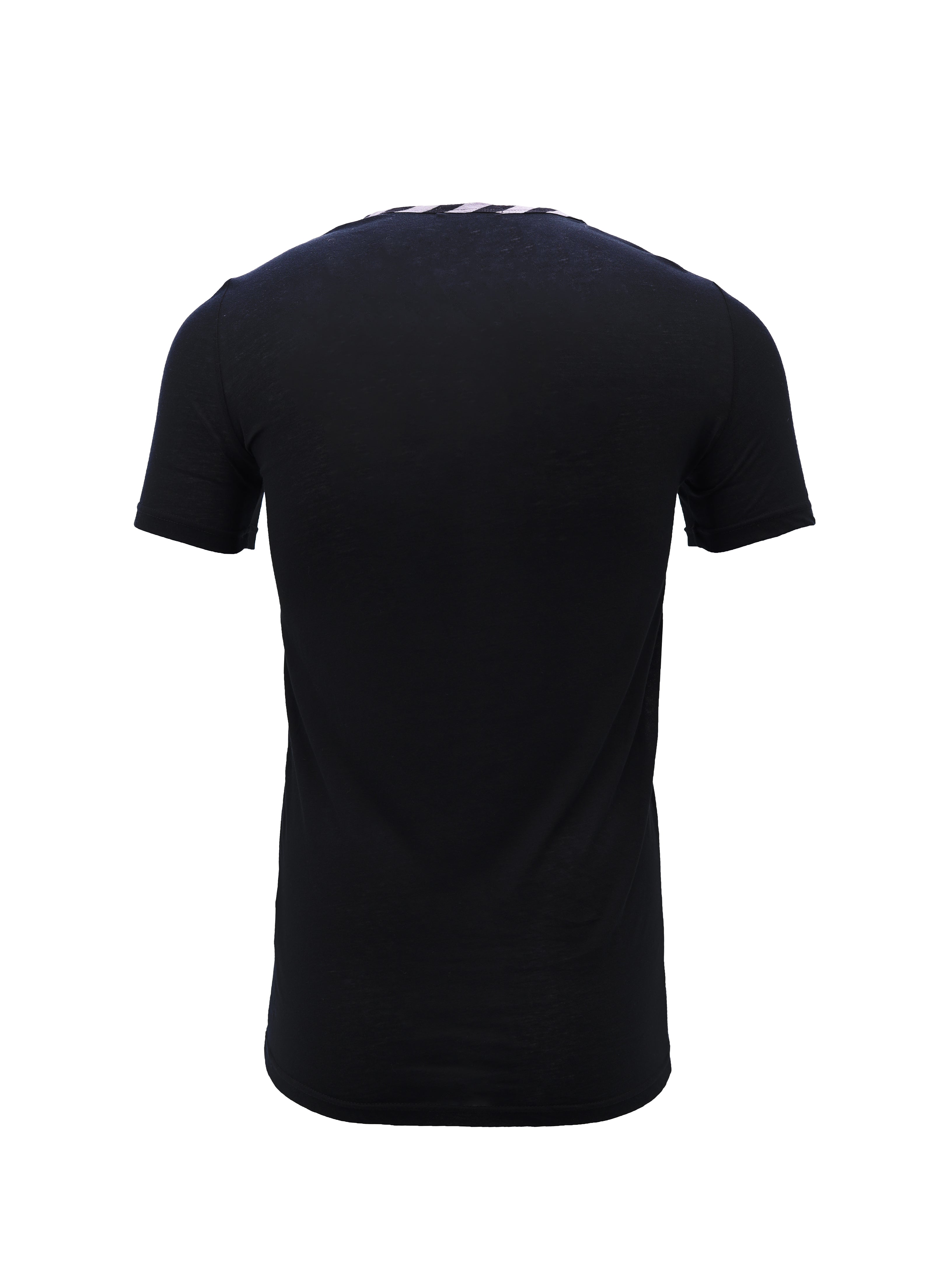 BLACK AND STRIPED SWOOP LAYERED T-SHIRT