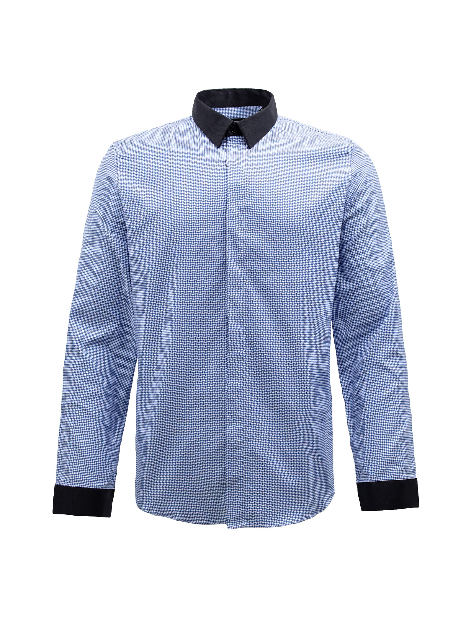 BLUE AND BLACK COLLARED SHIRT
