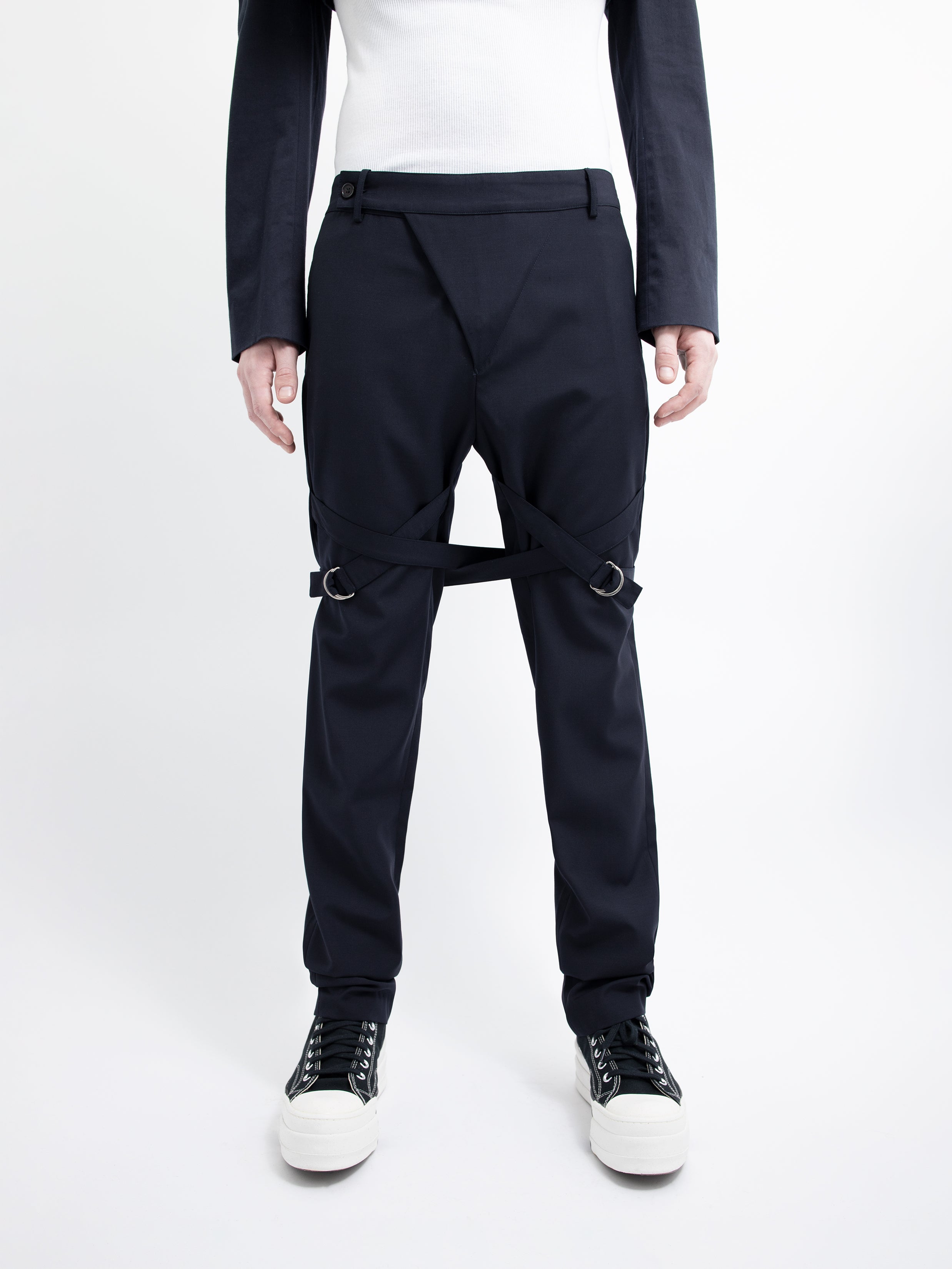 NAVY BLUE STRAP TROUSERS