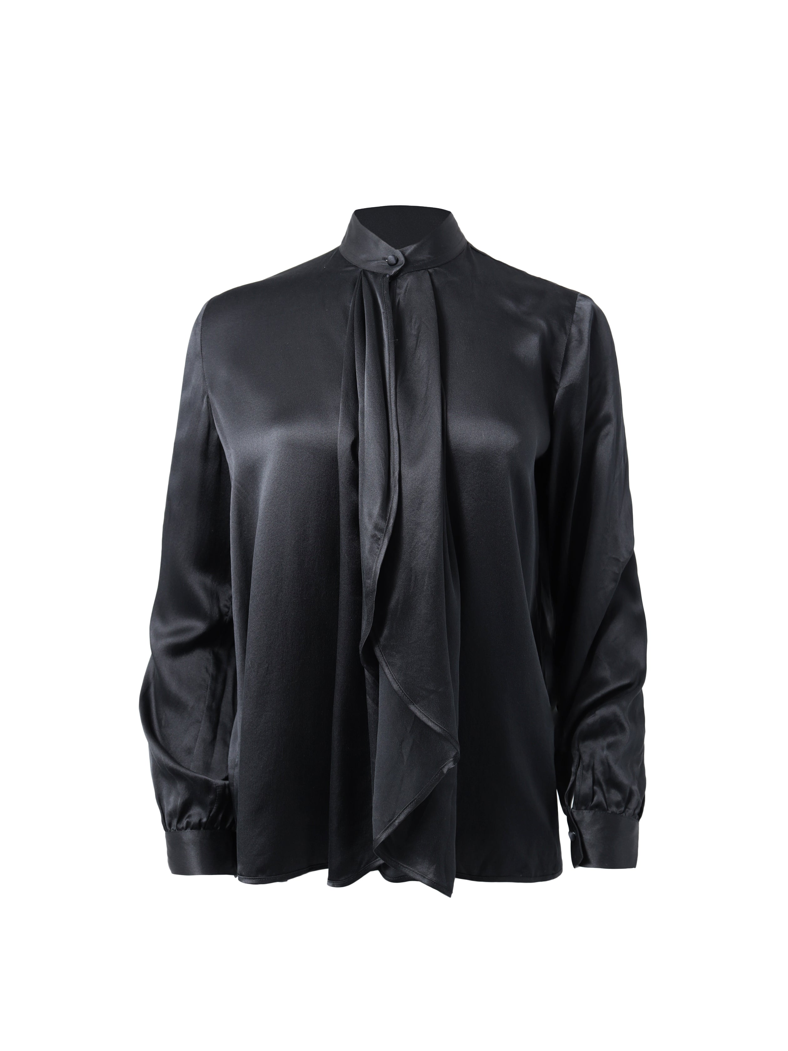 Black Long Sleeved Silk Shirt