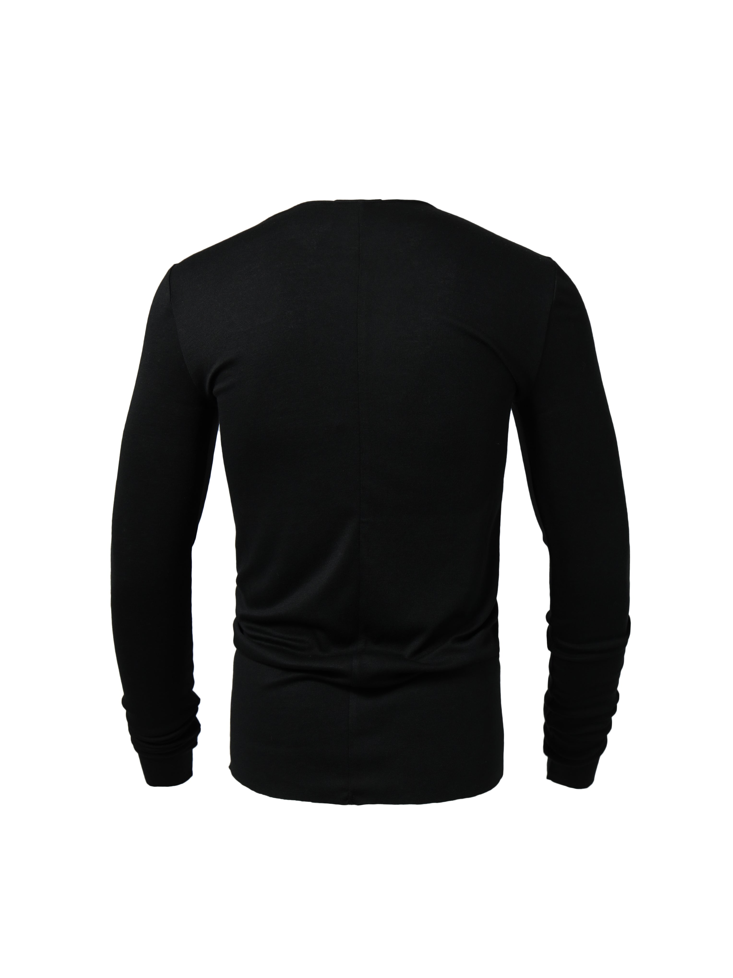 Black Ribbed Raw Hem Long Sleeved T-Shirt