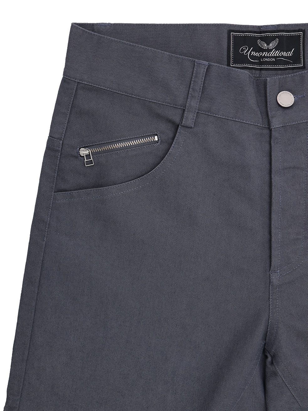 Grey Stretch Jeans With Zip Pockets