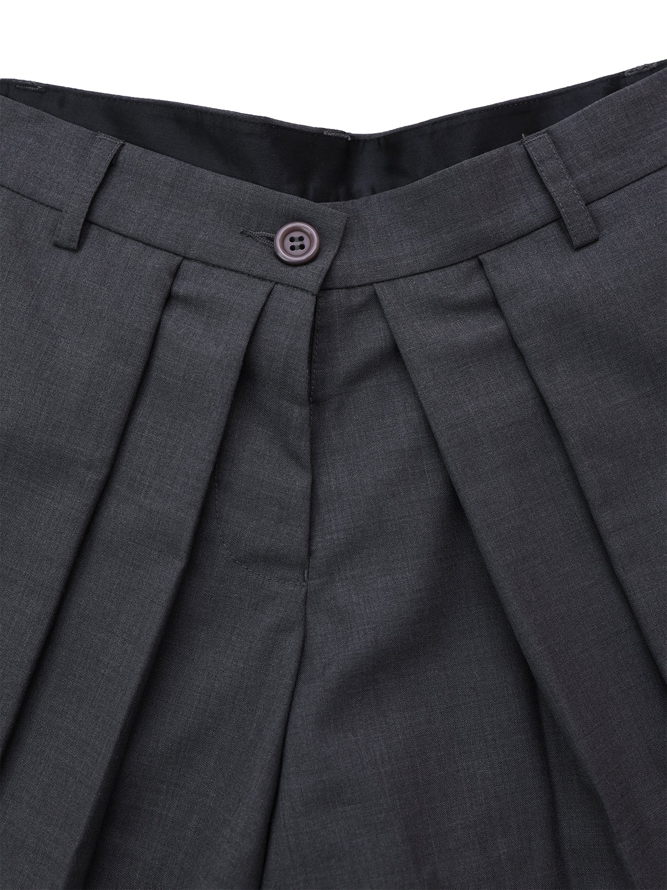 Grey Pleated Suit Shorts