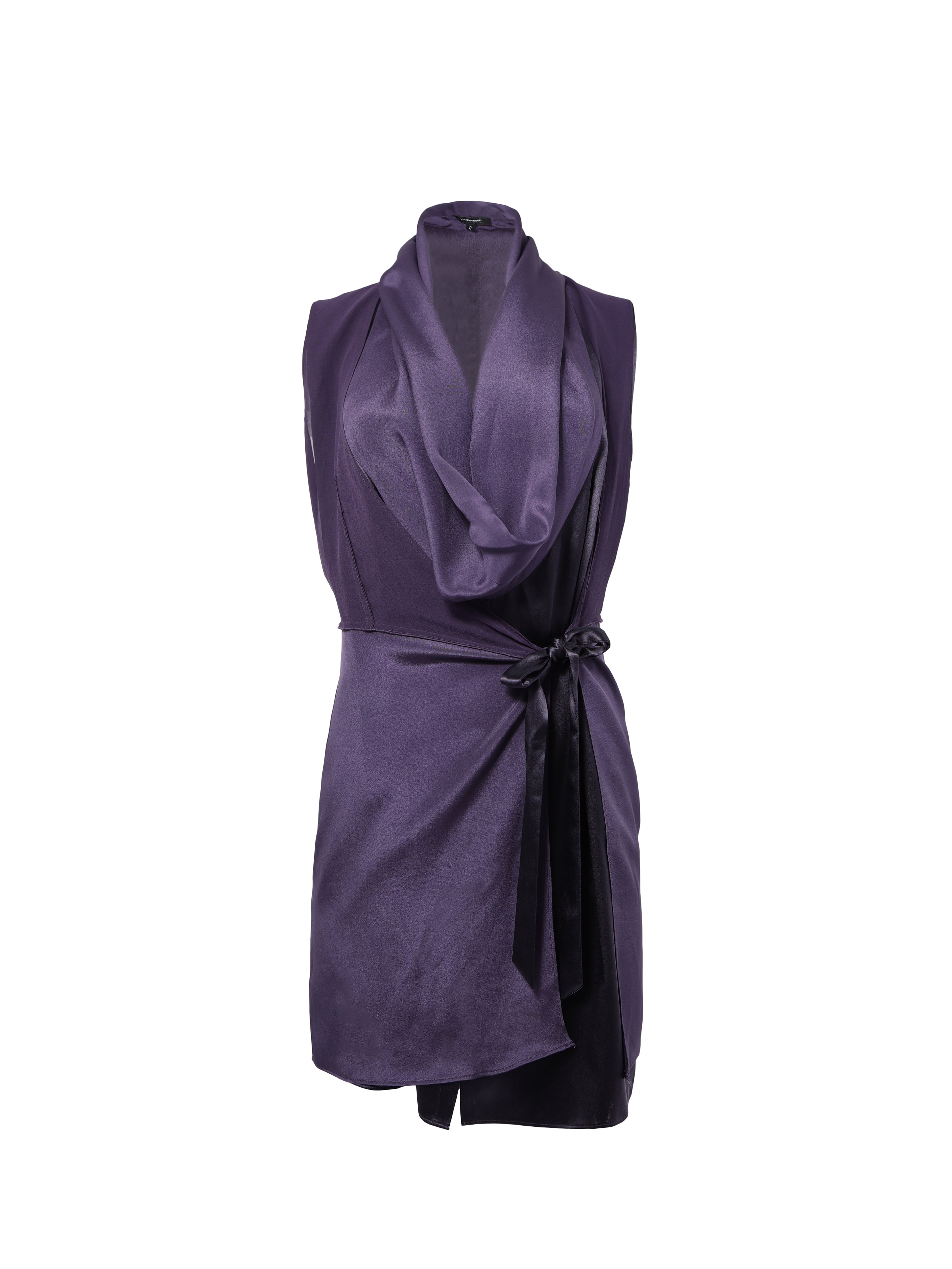 Swoop Neck Double Layered Silk Purple Dress