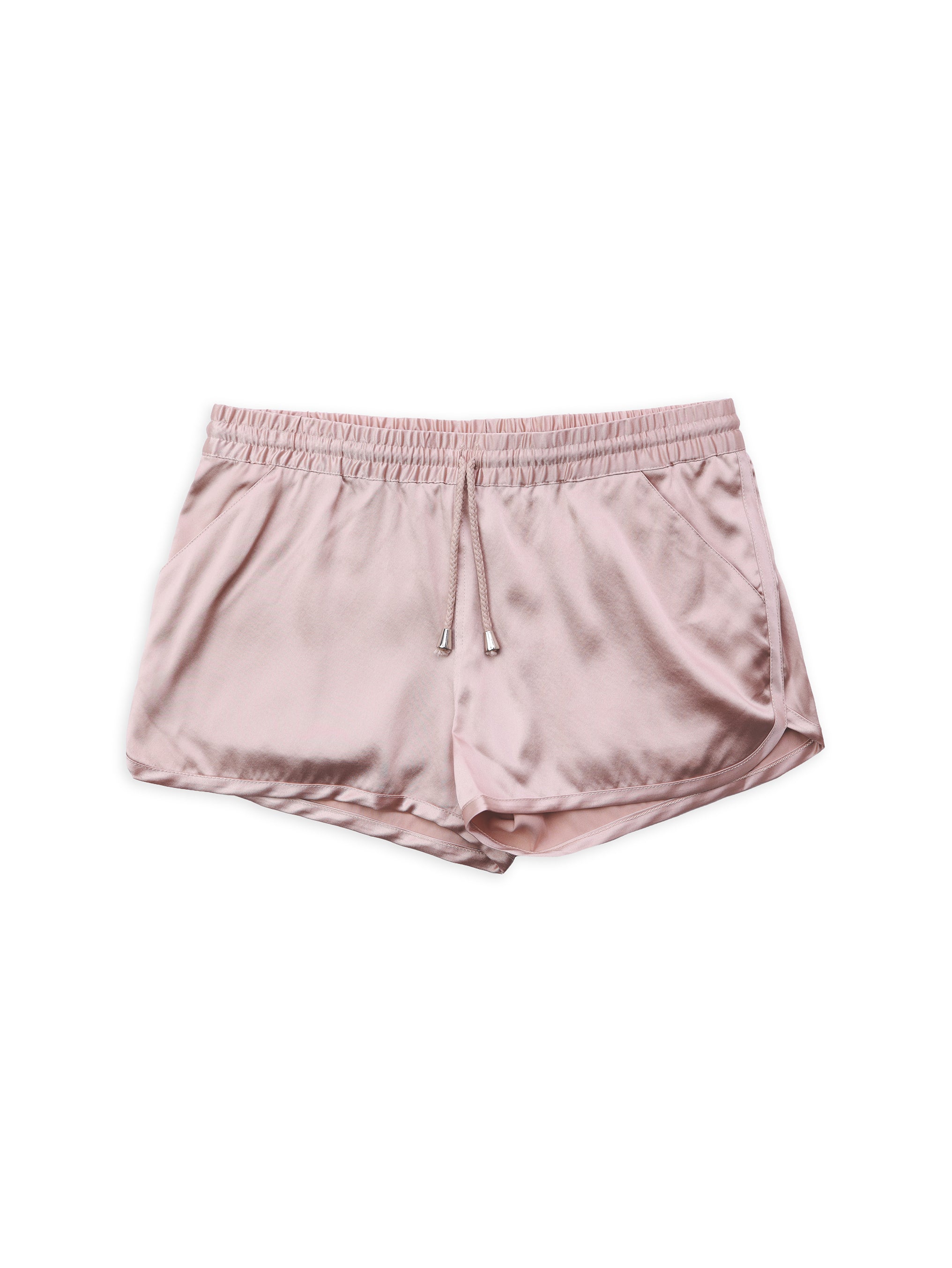 Salmon Pink Silk Shorts