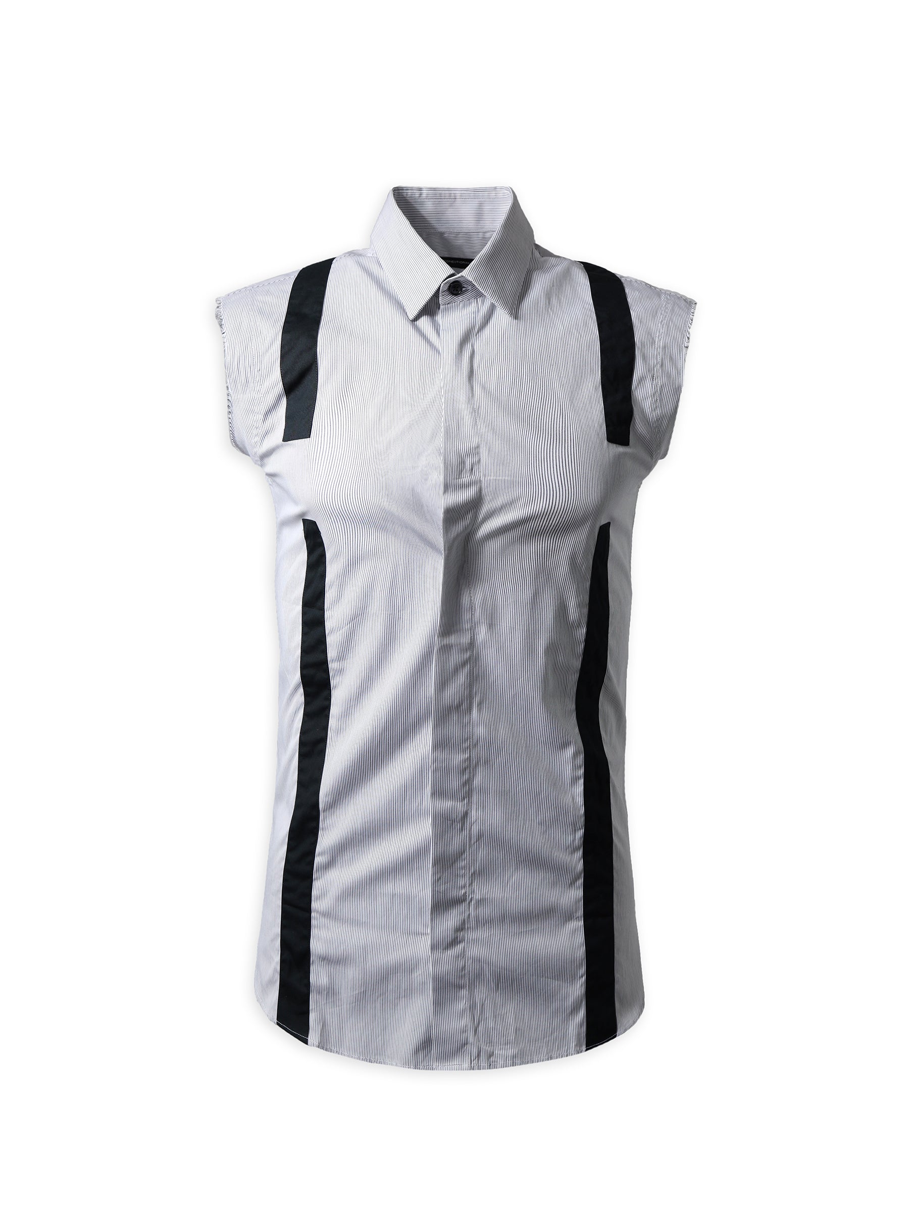 Black And White Stripey Sleeveless Shirt