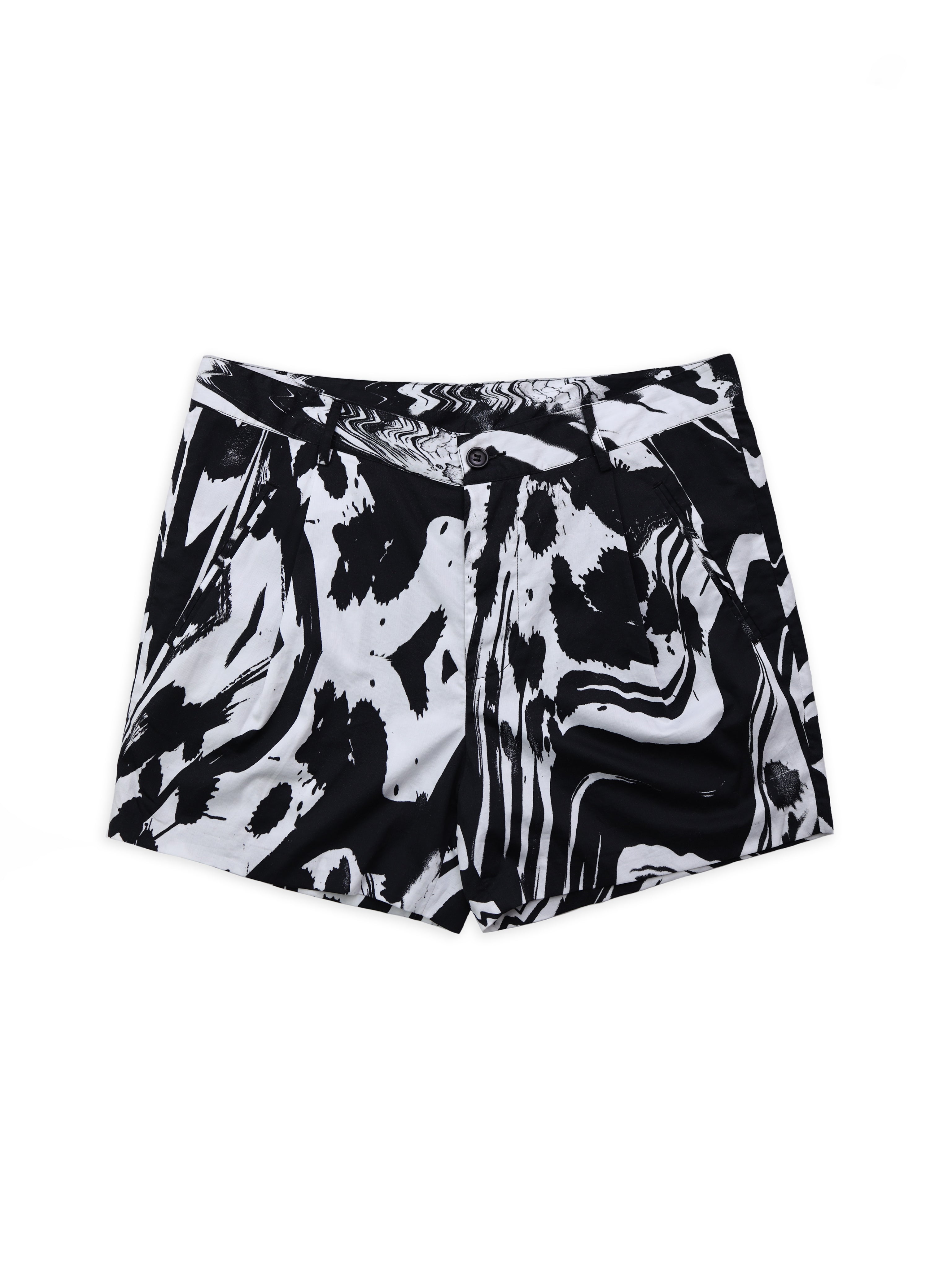 Black And White Paint Shorts