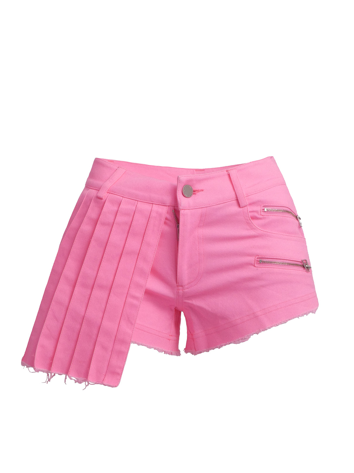 PINK JEANS SHORTS WITH PLEATED DETAIL