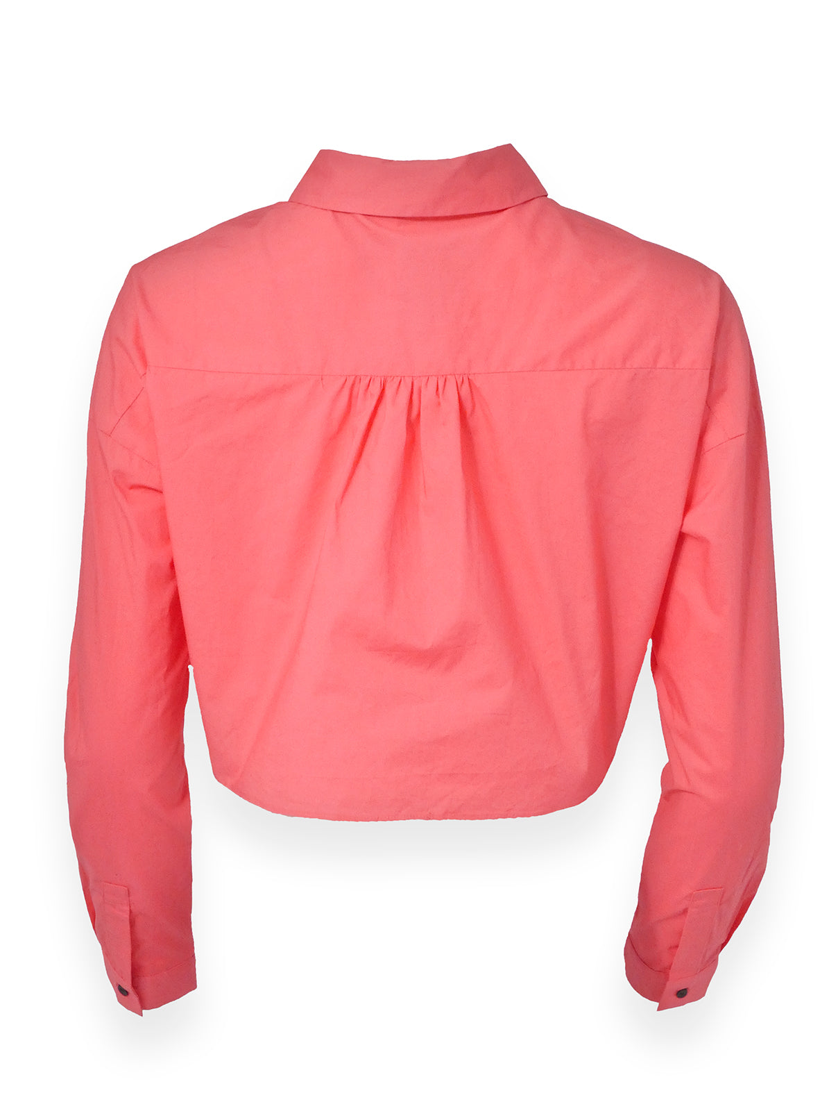 Hot Pink Tie Up Cropped Shirt