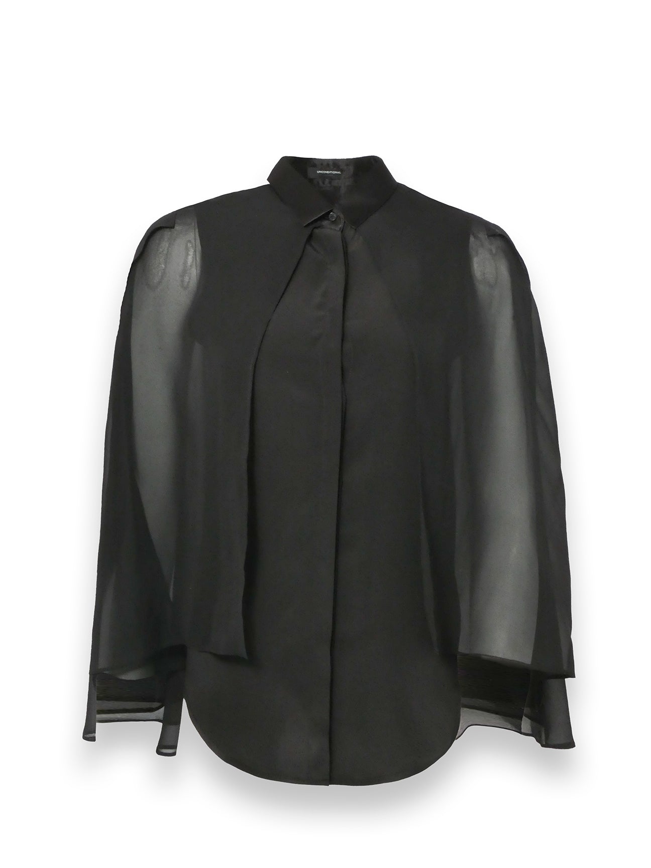 Black Drape Silk Blouse Shirt