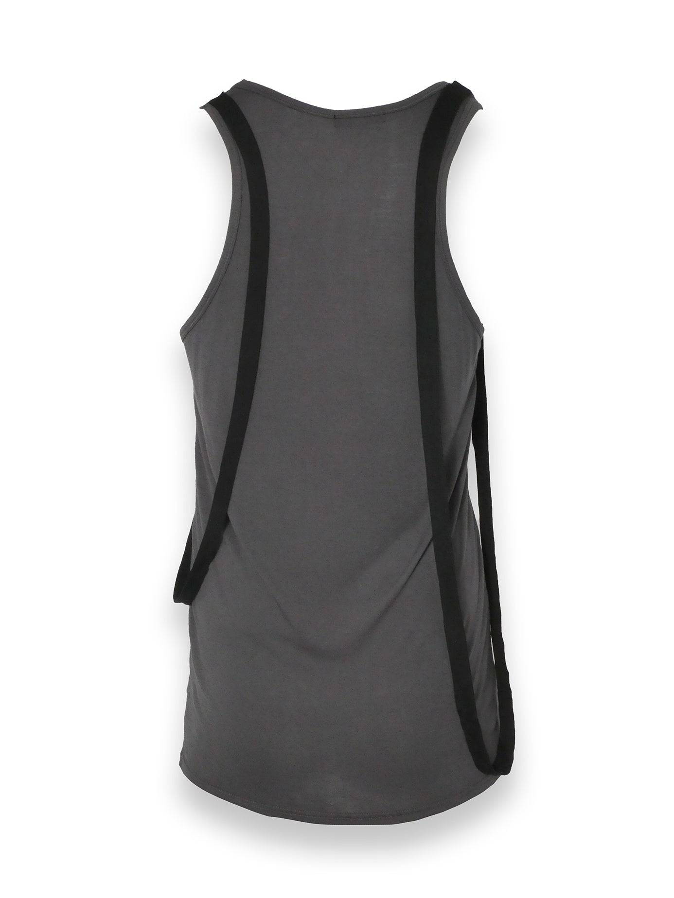 Grey Cotton Vest with Black Assymetrical Straps