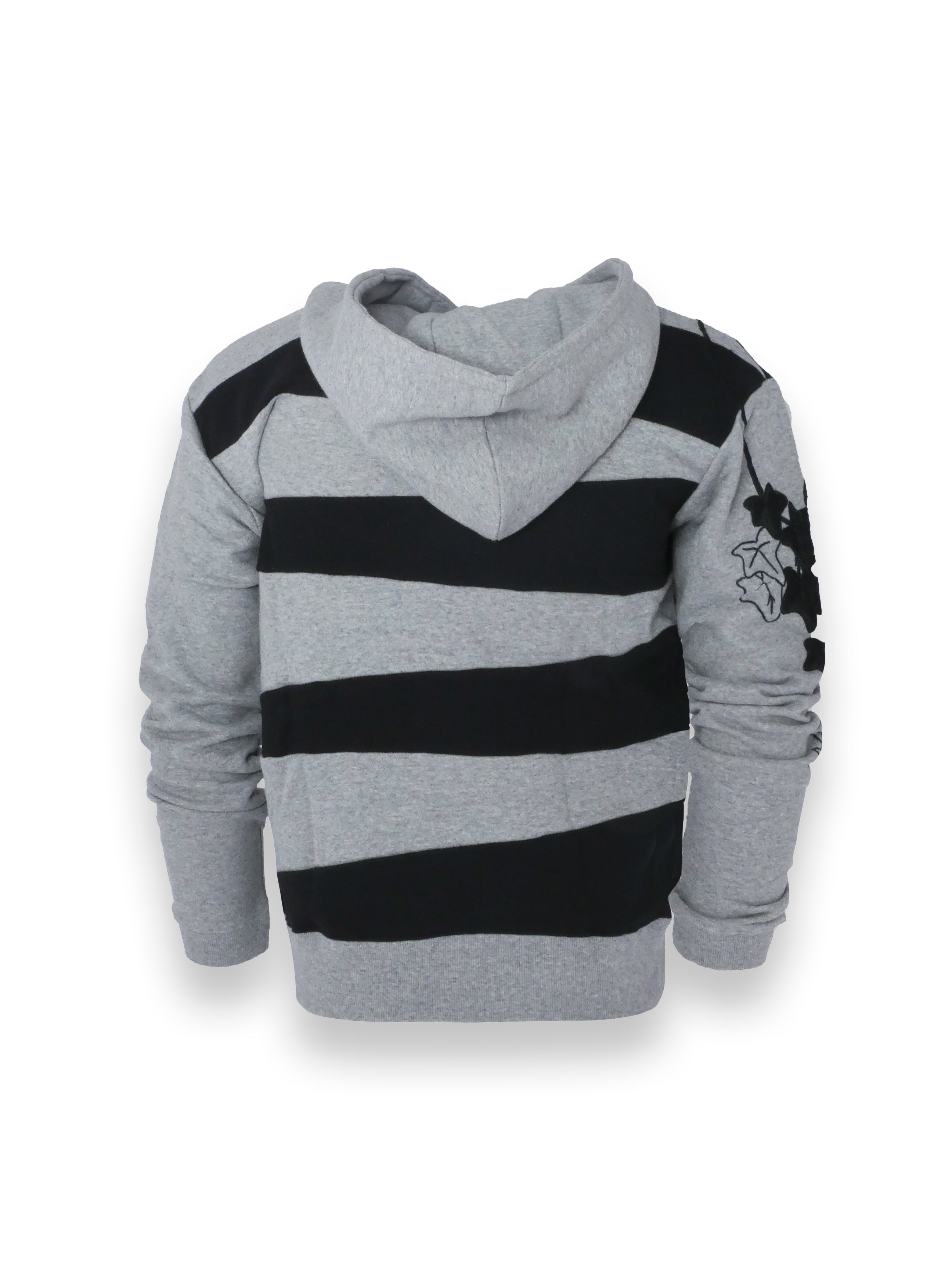 Grey And Black Striped Jumper With Ivy Embroidery