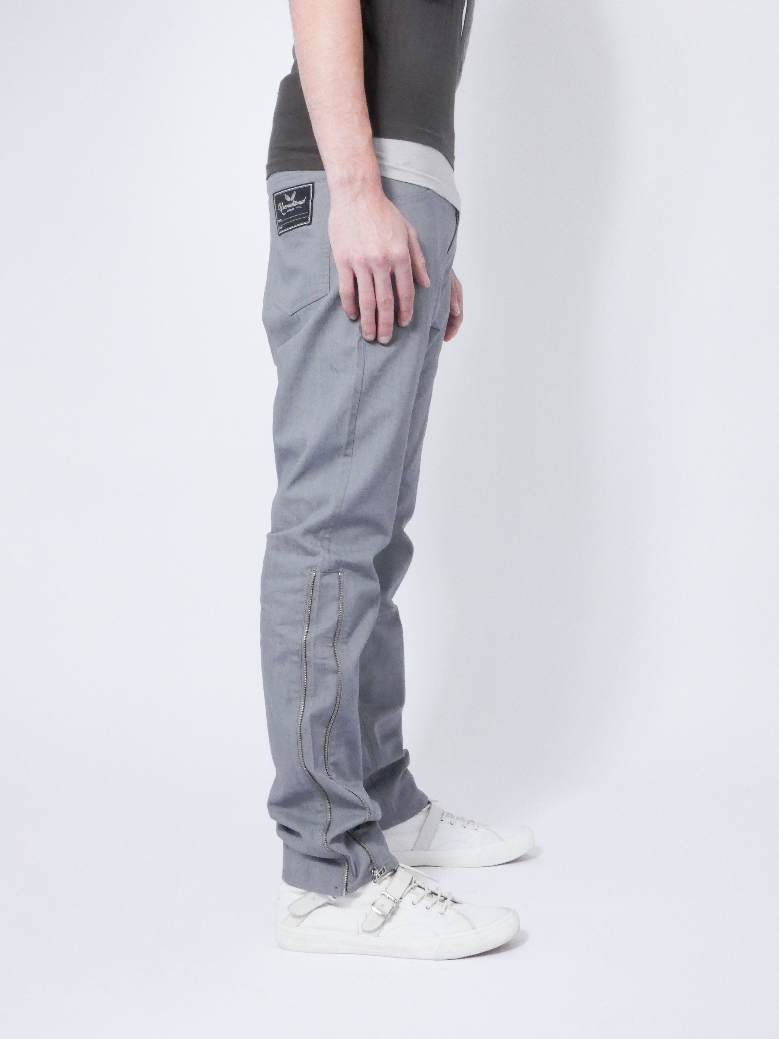 Light Grey Jeans With Side Zips