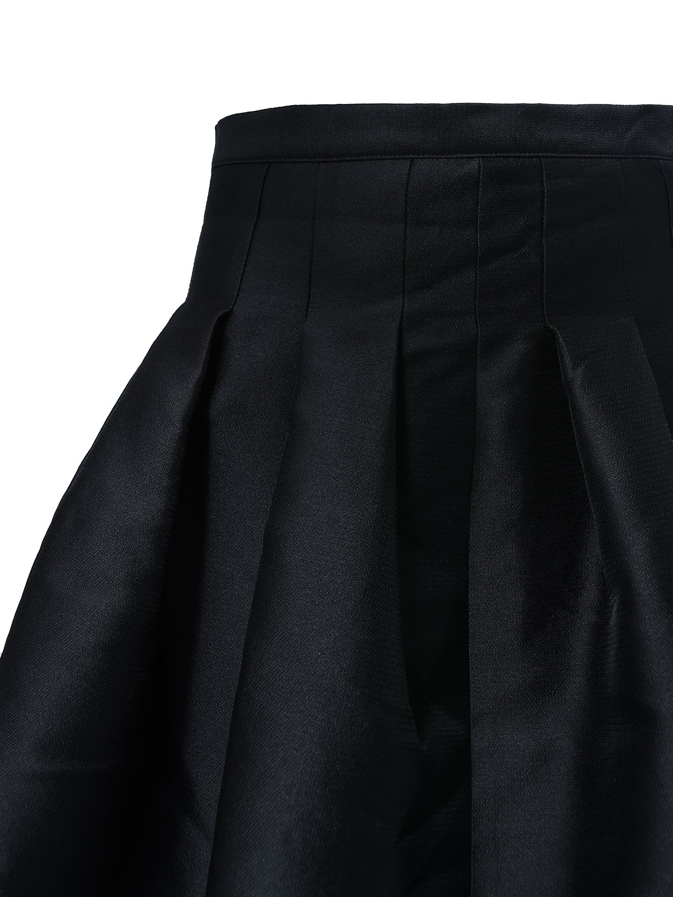 Black High Waist Box Pleated Short Bell Skirt