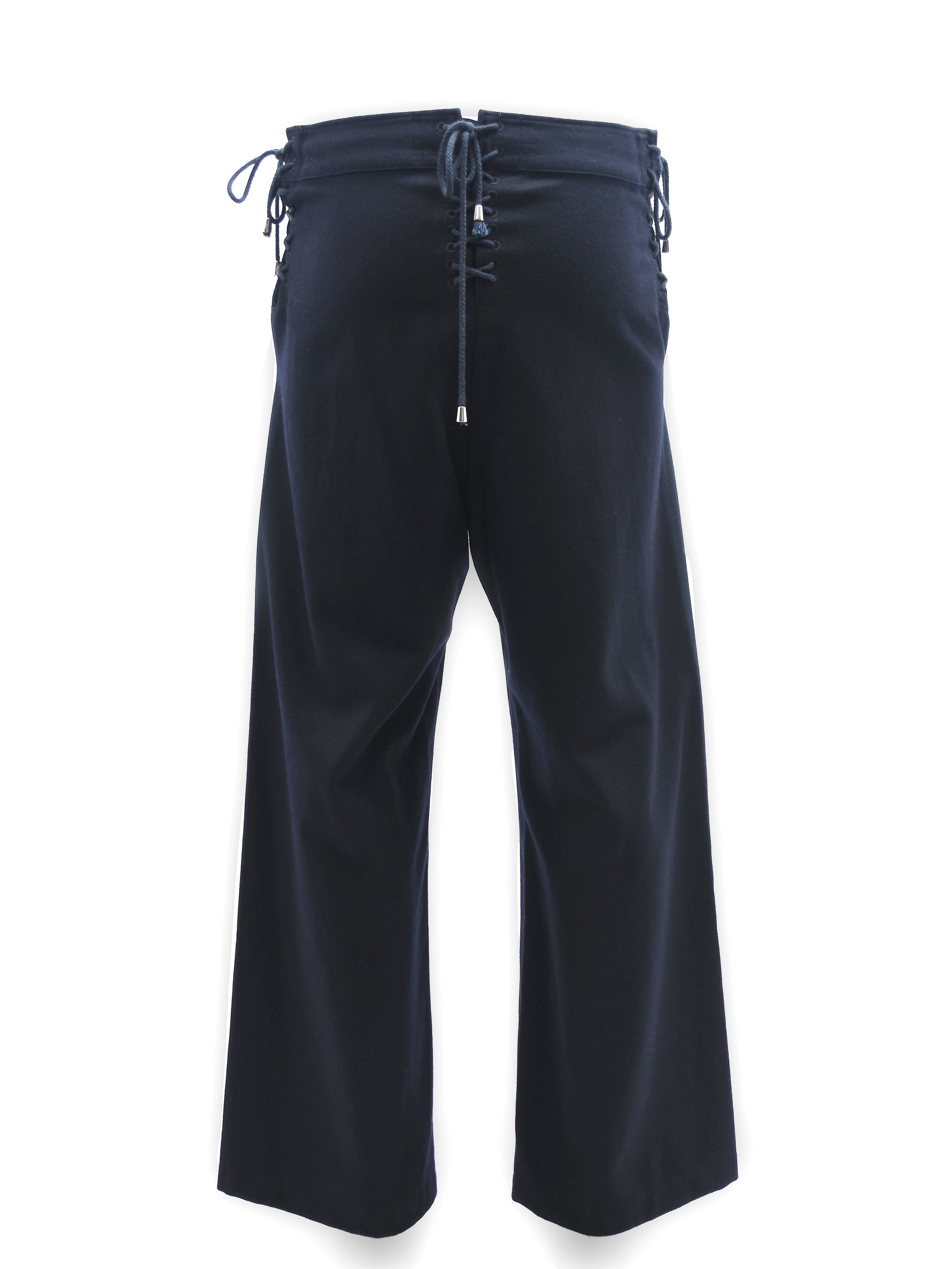 WOOL TROUSERS WITH SHOE LACE DETAILING IN NAVY