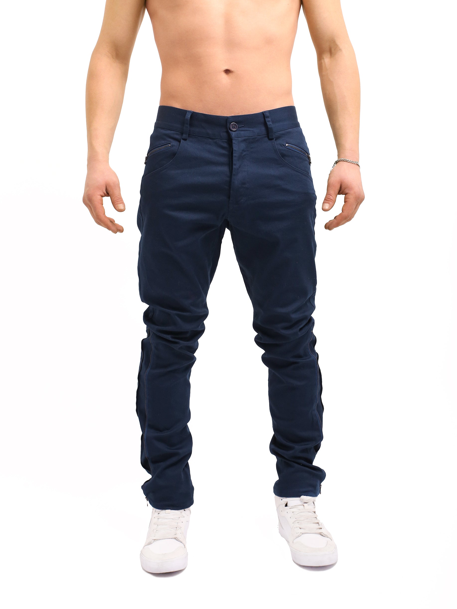 Dark Navy Blue Jeans with Zip Details