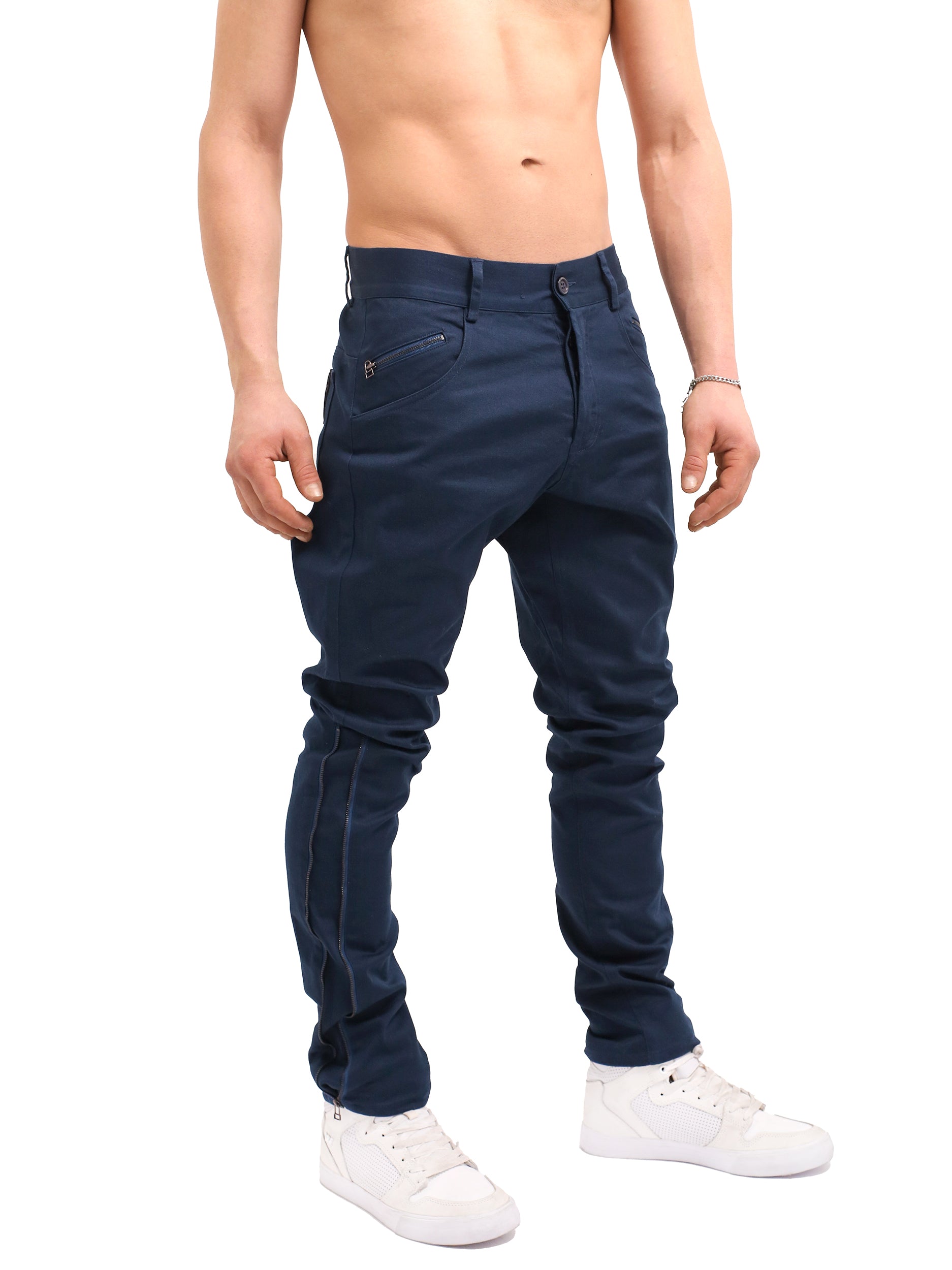 Dark Navy Blue Jeans with Zip Details