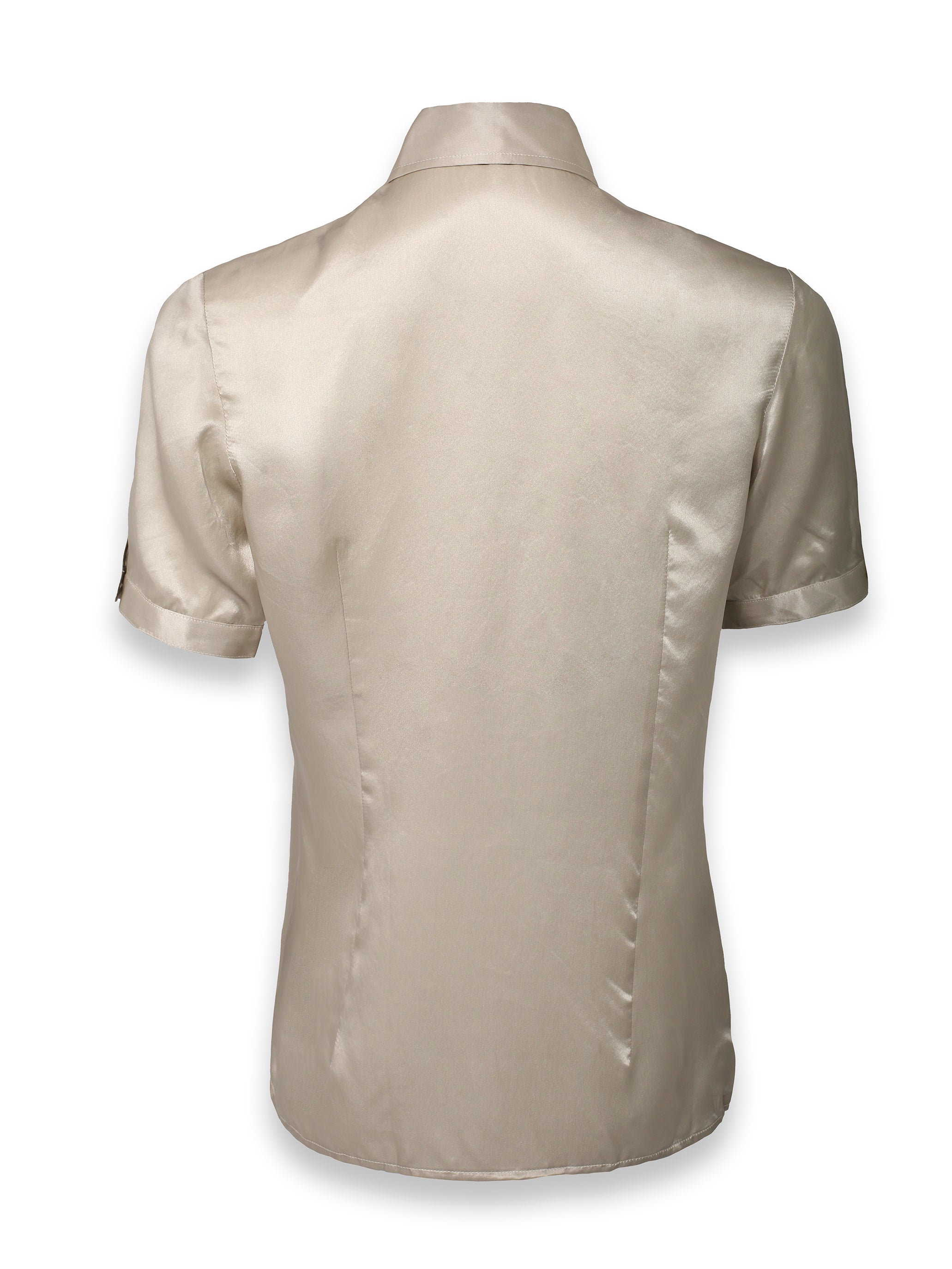 Champagne Silk Blouse With Cut Out Detail
