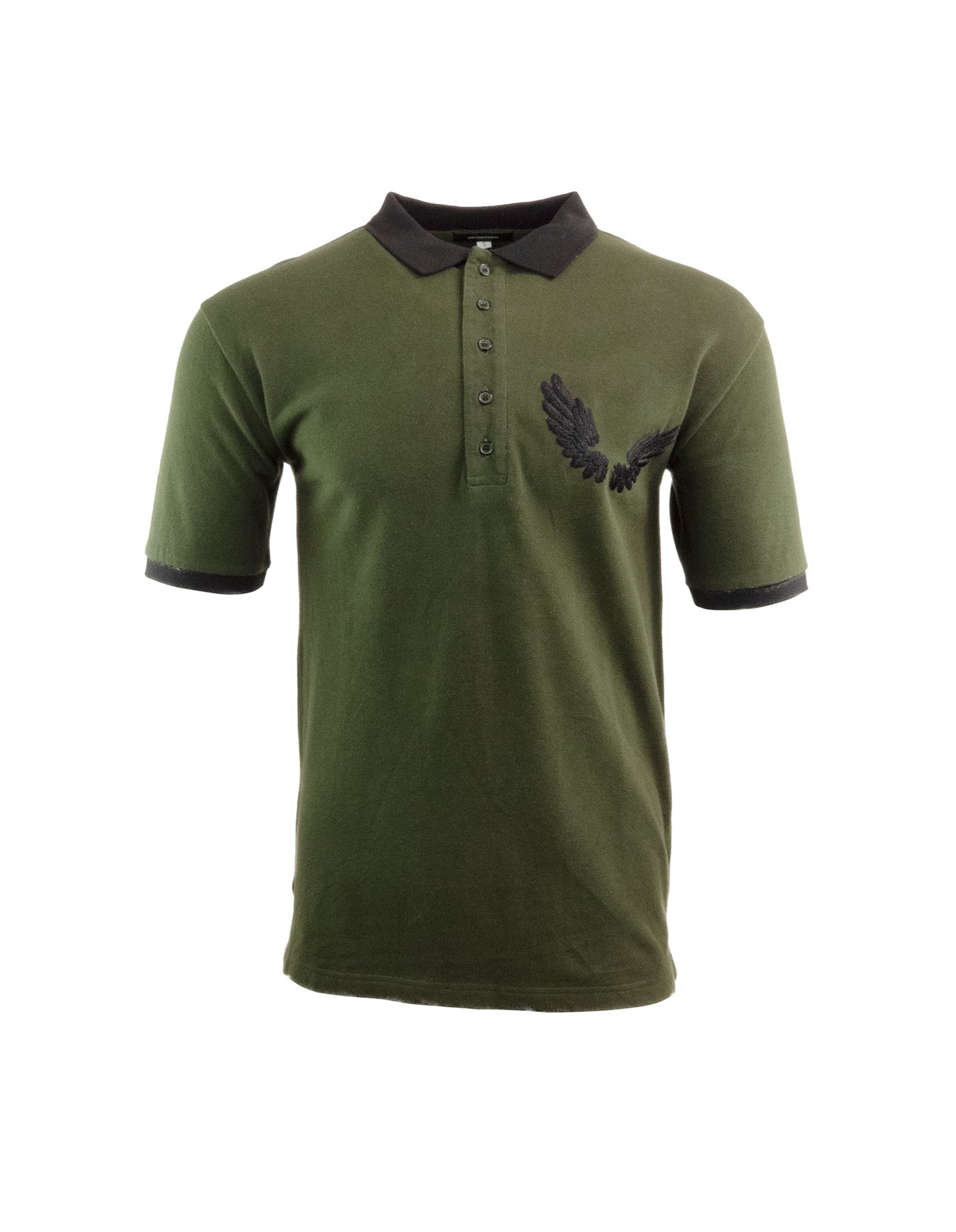 KHAKI EMBROIDERED WINGS POLO TOP