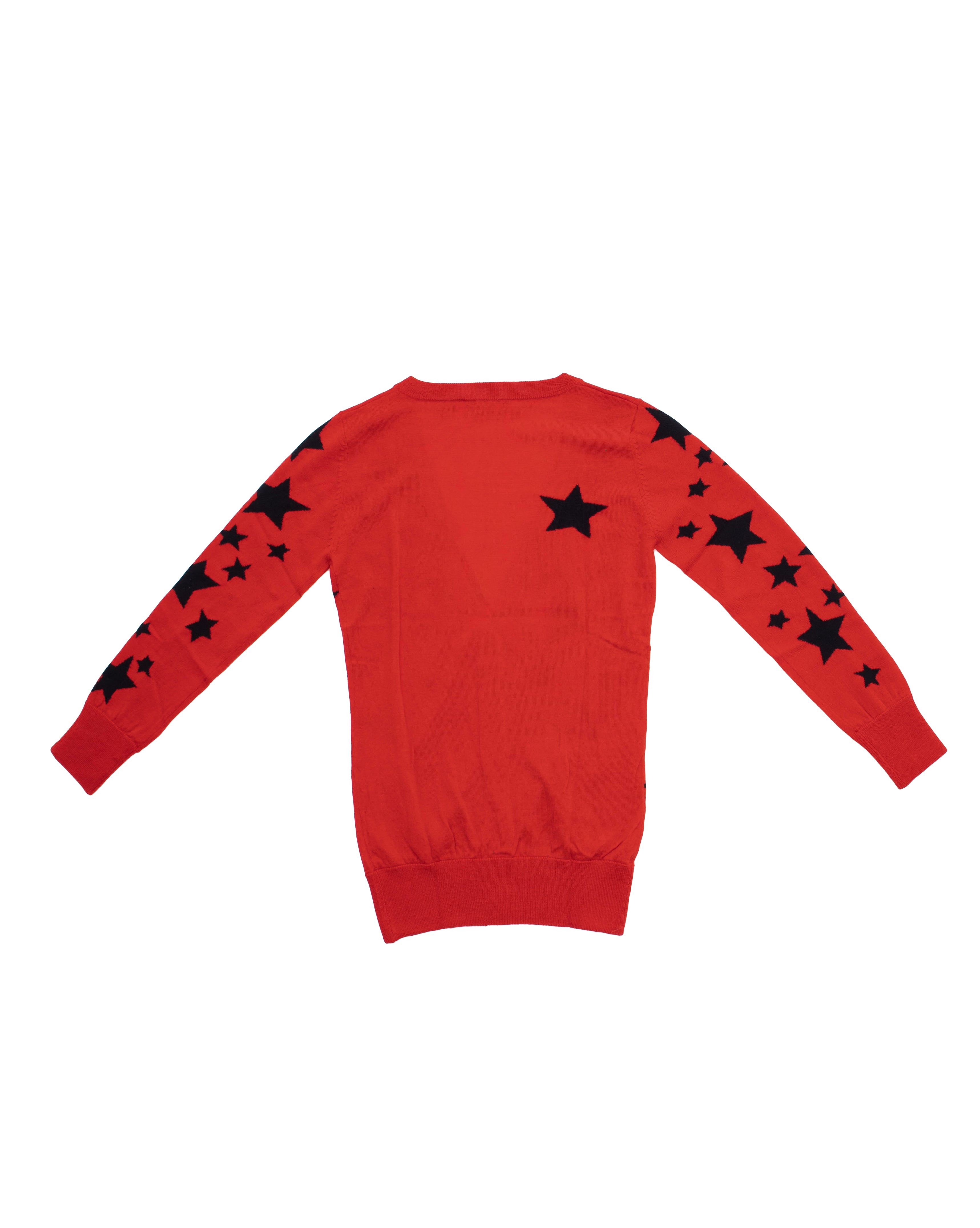 Red Cardigan With Black Stars