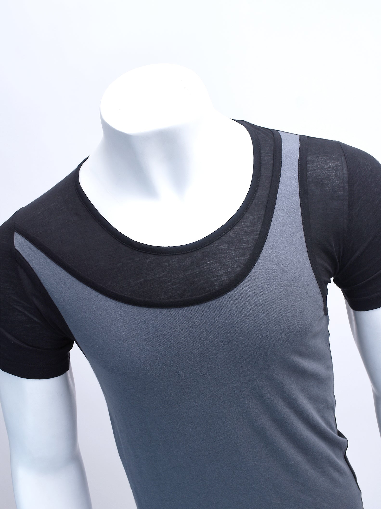 BLACK AND GREY VEST LAYERED T-SHIRT