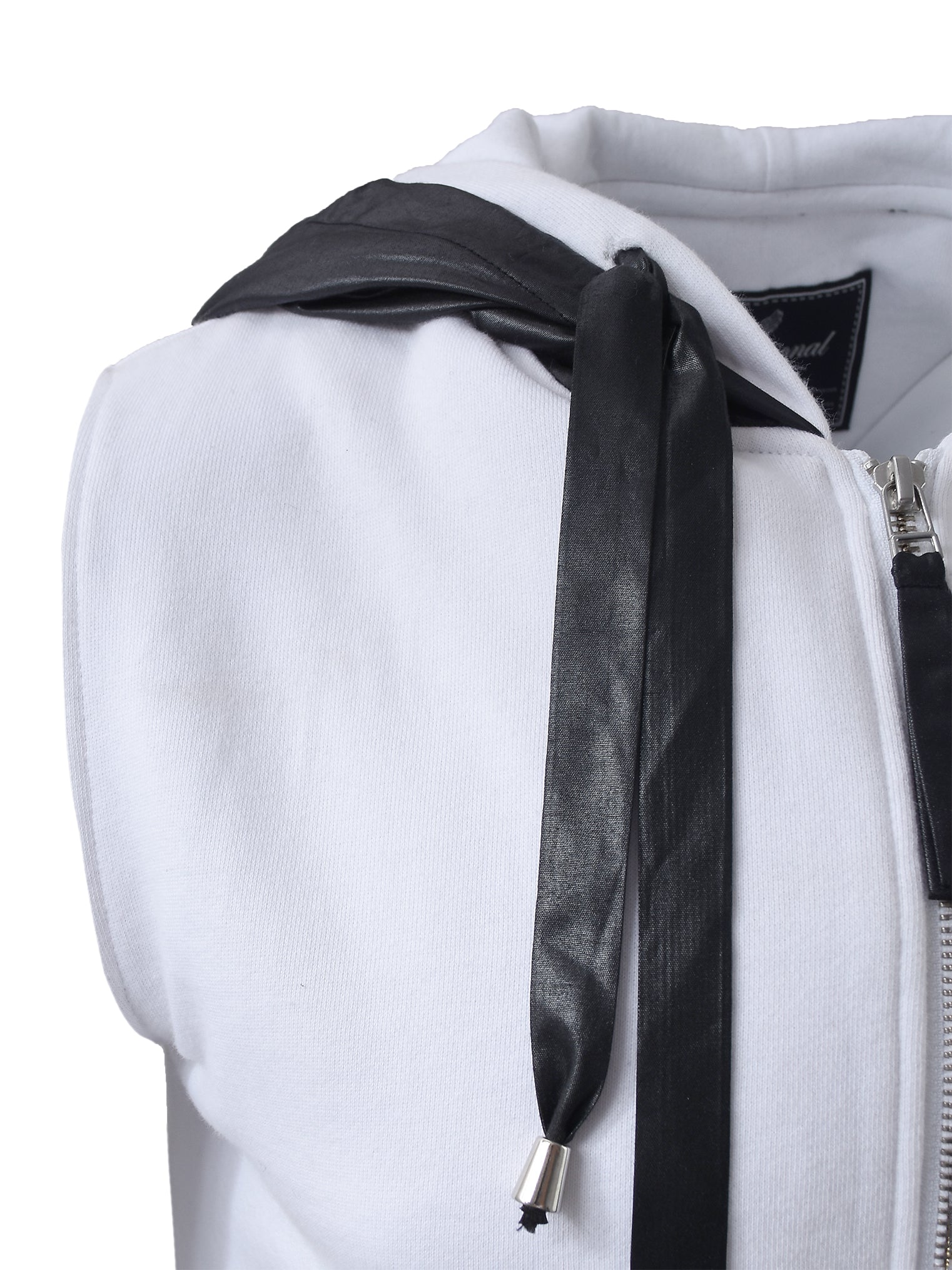 Black And White Sleeveless Hooded Vest