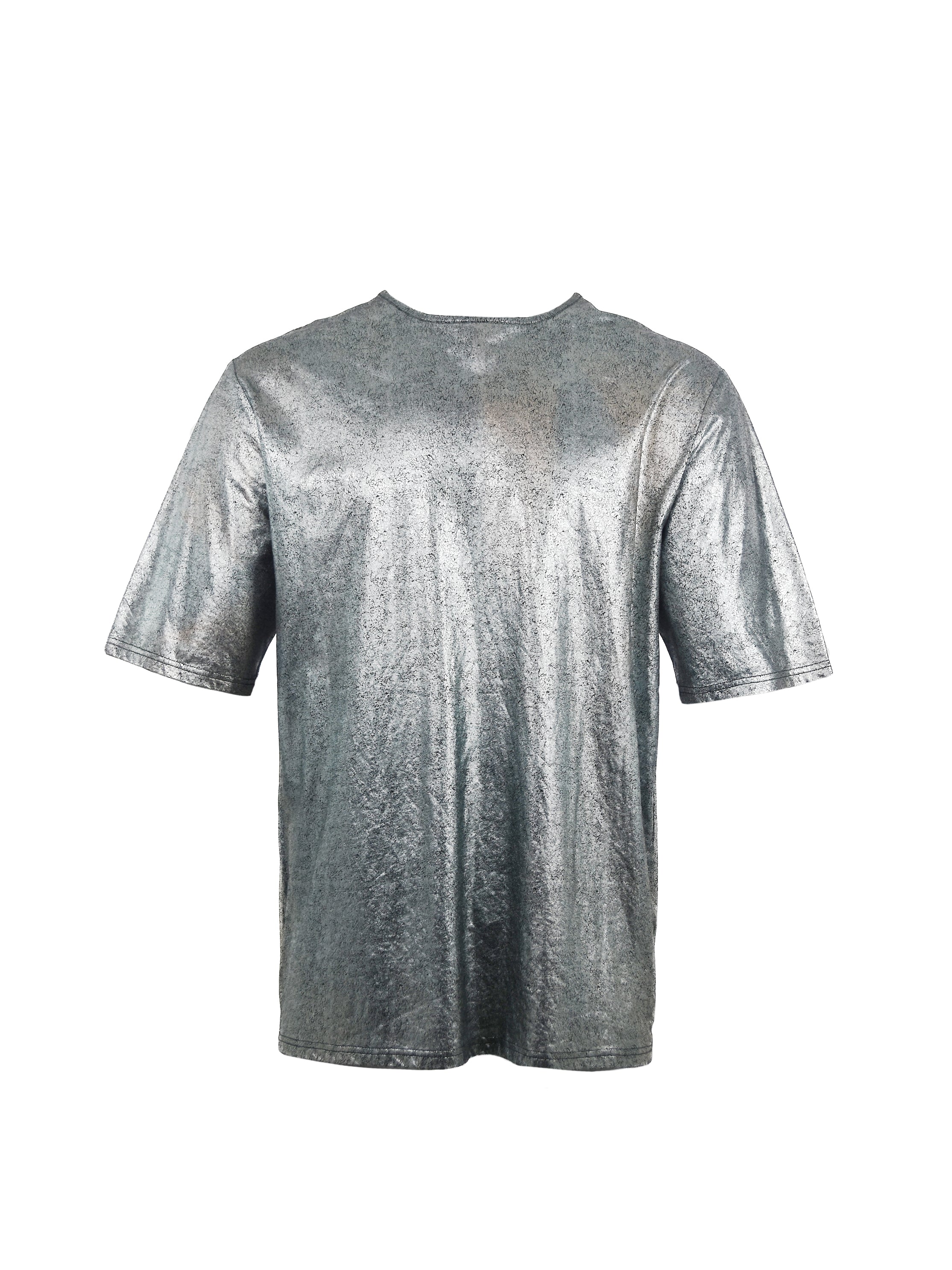 SILVER FOILED OVERSIZED JERSEY T-SHIRT