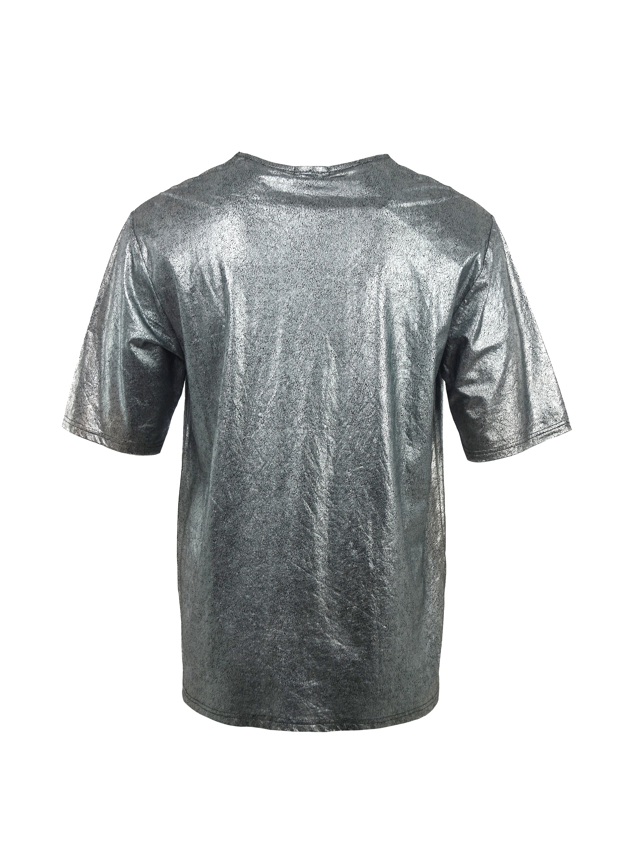 SILVER FOILED OVERSIZED JERSEY T-SHIRT