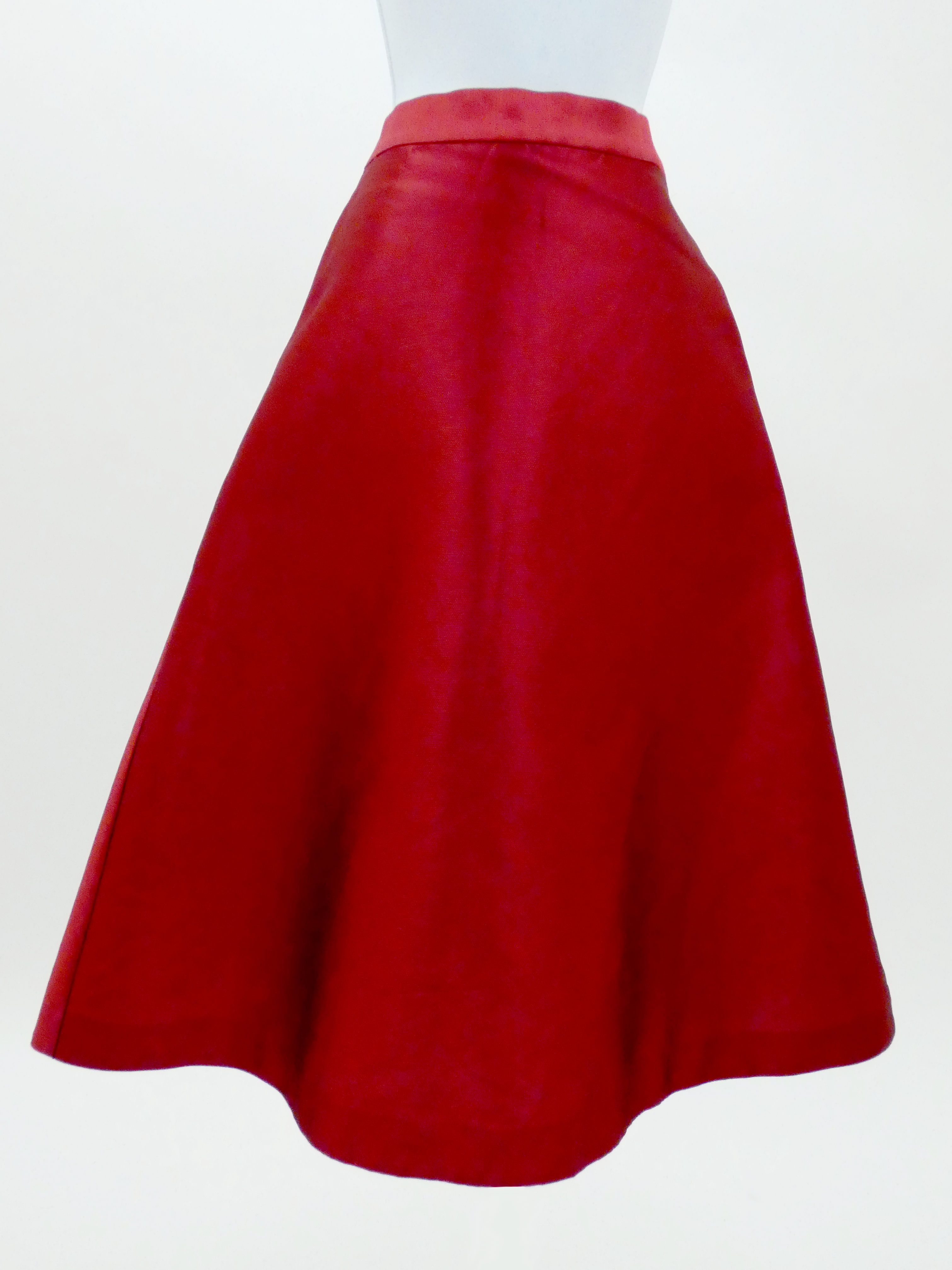 SILK FLARED COUTURE RED SKIRT