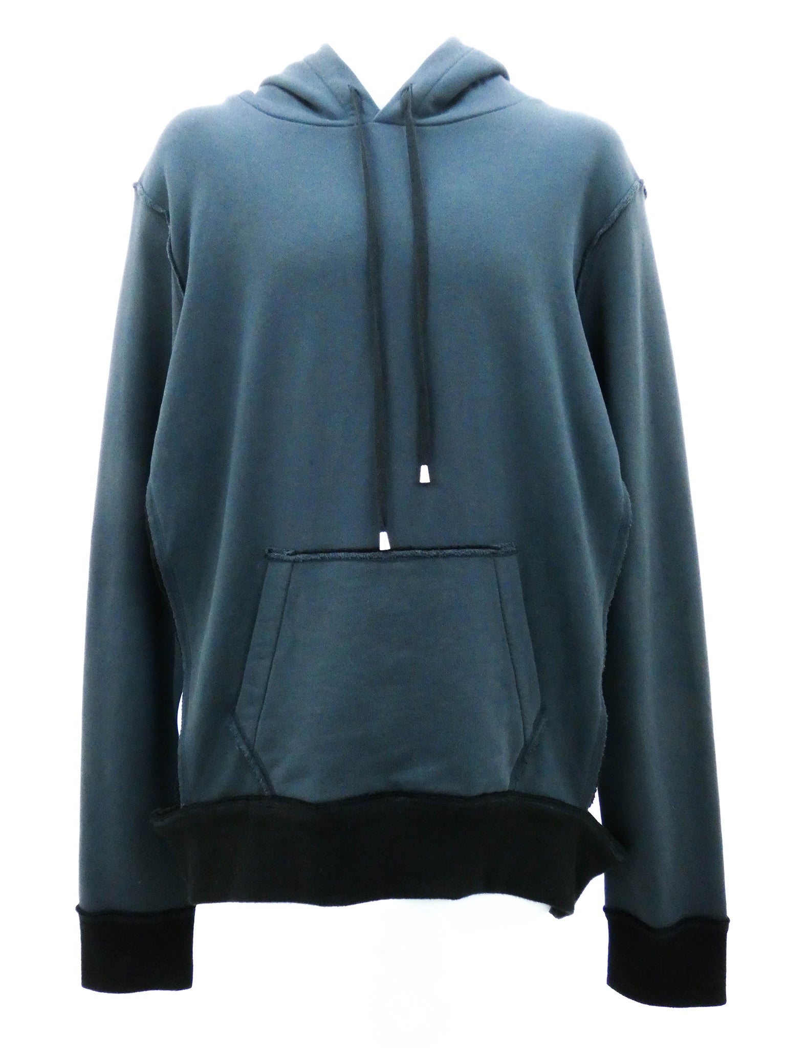BLUE/GREY COTTON HOODED SWEATSHIRT WITH CUT OUT DETAILING