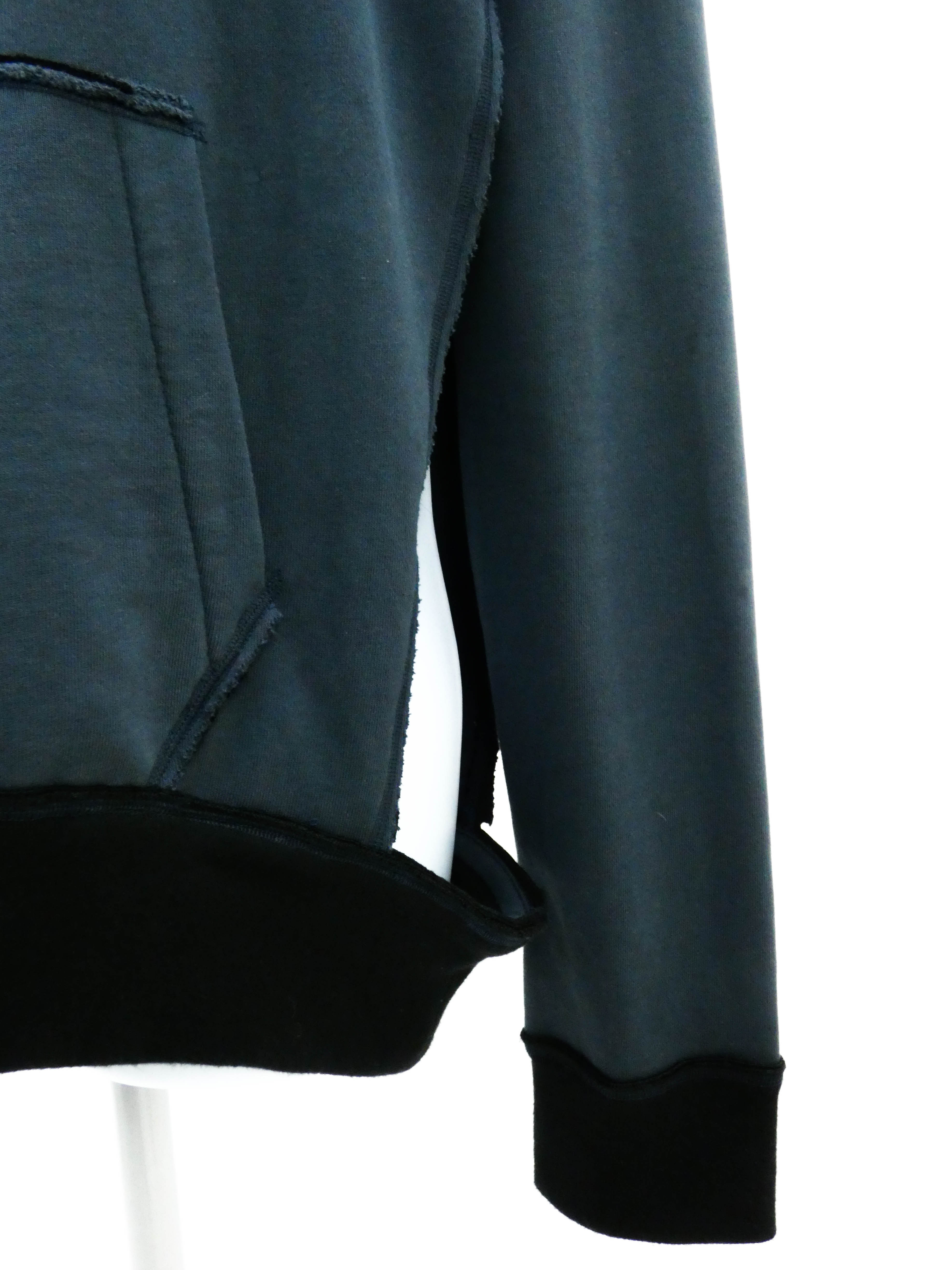 BLUE/GREY COTTON HOODED SWEATSHIRT WITH CUT OUT DETAILING