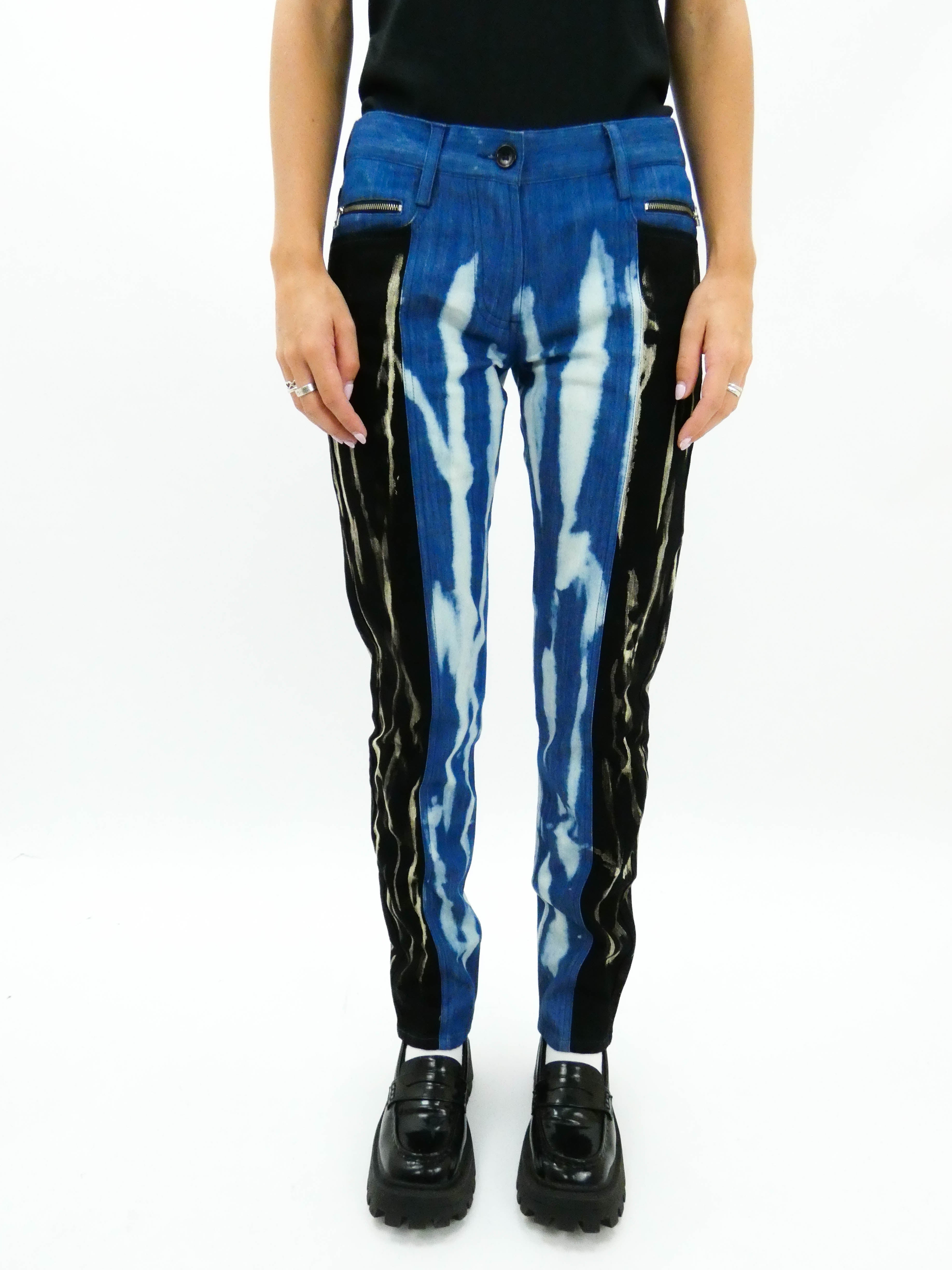 Blue And Black Bleached Skinny Jeans