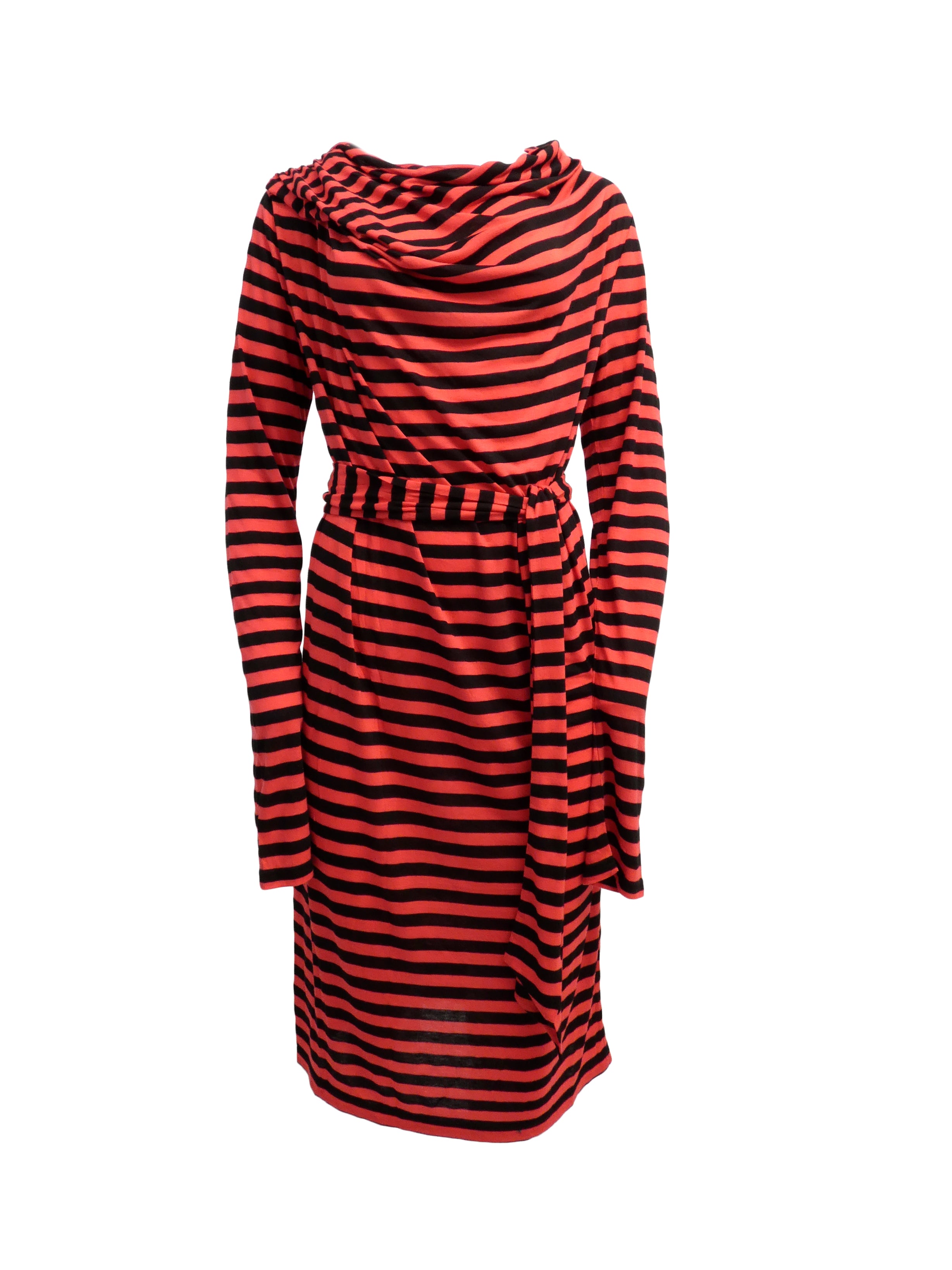 BLACK AND RED STRIPED DRESS