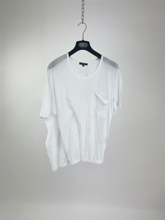 WHITE OVERSIZED T-SHIRT WITH POCKET DETAIL