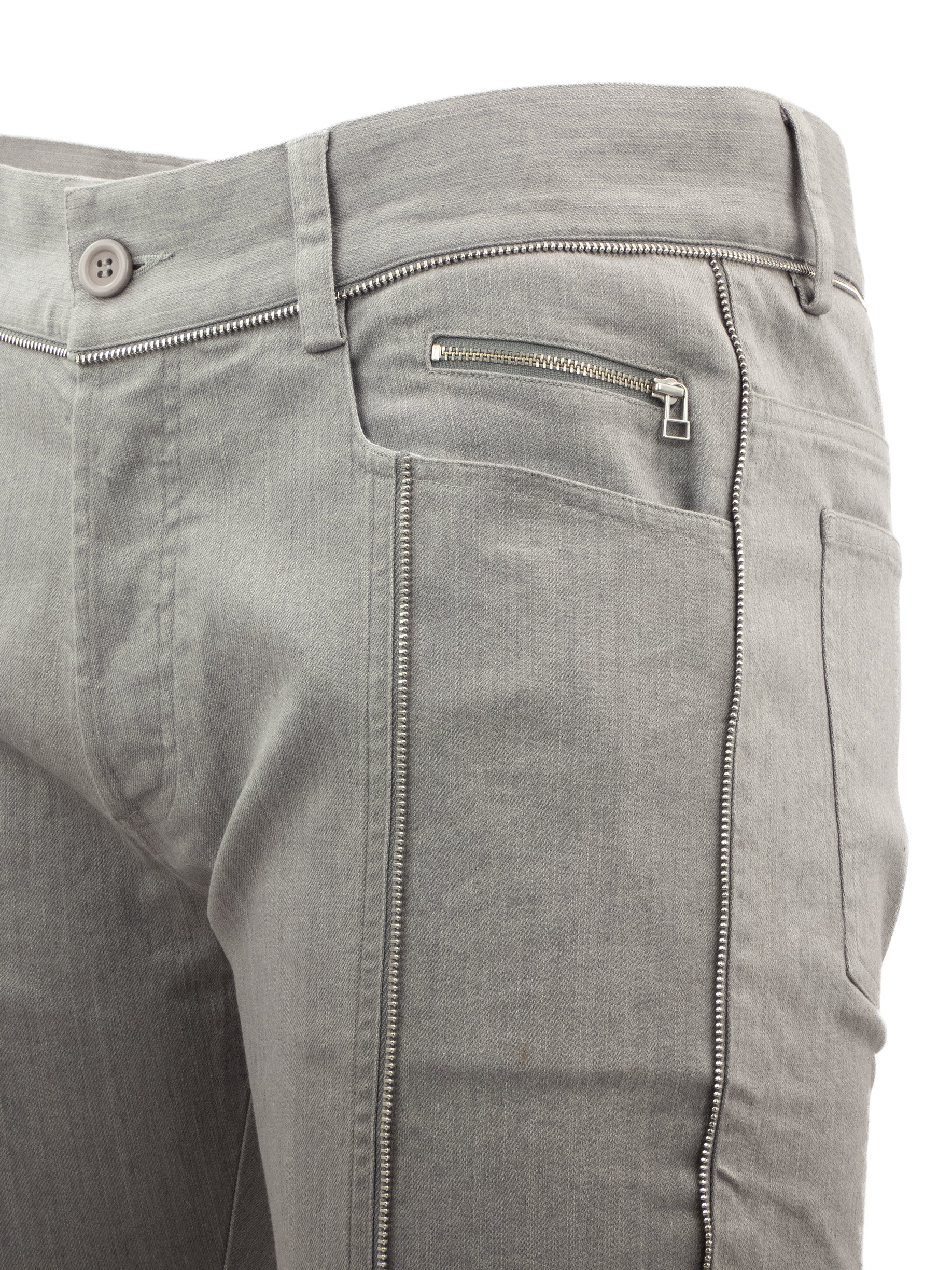 LIGHT GREY JEANS WITH SILVER ZIPS