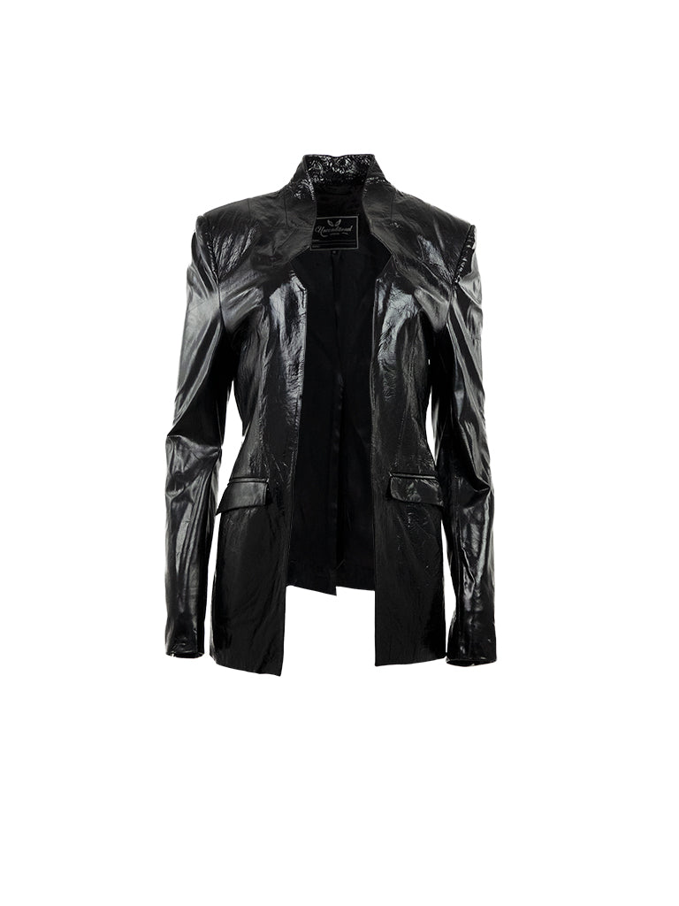 WOMENS SILK LINED BLACK LEATHER JACKET
