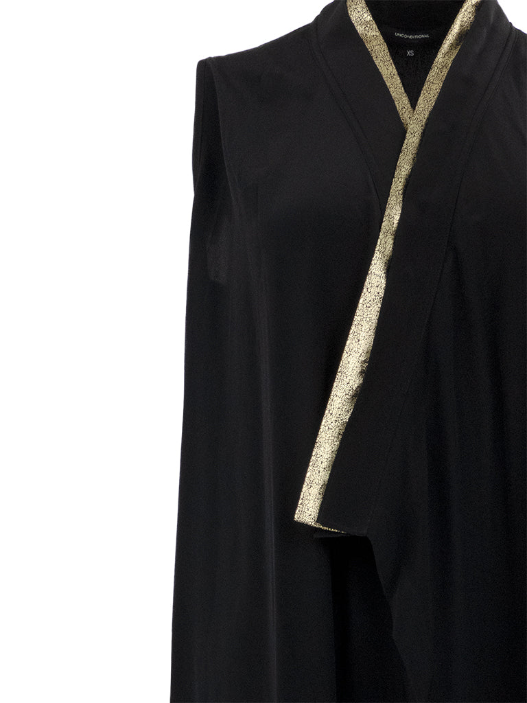 SILK CREPE LONG FLOATING TOP WITH GOLD FOILED DETAILING
