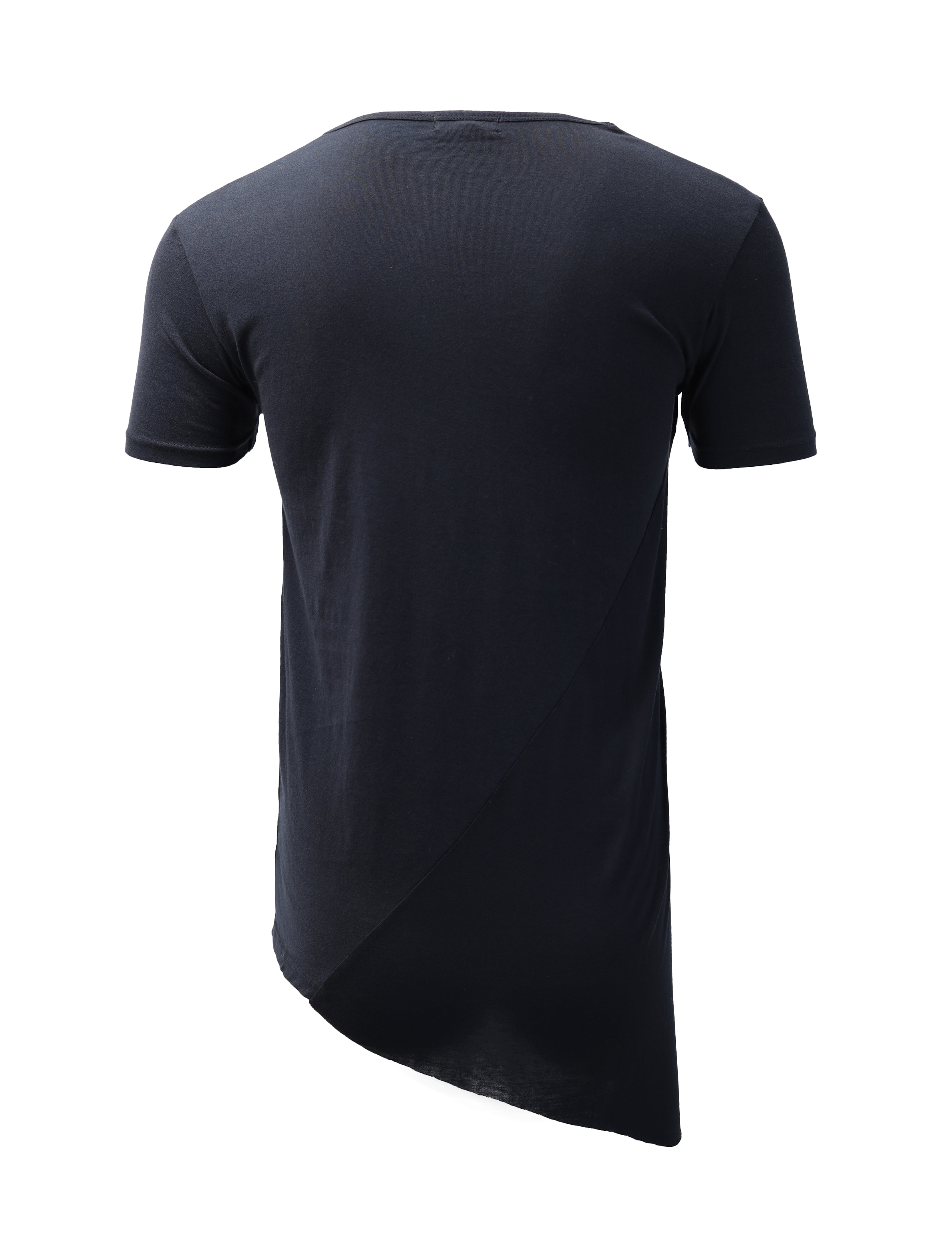 ASYMMETRIC RAYON AND COTTON T-SHIRT IN BLACK