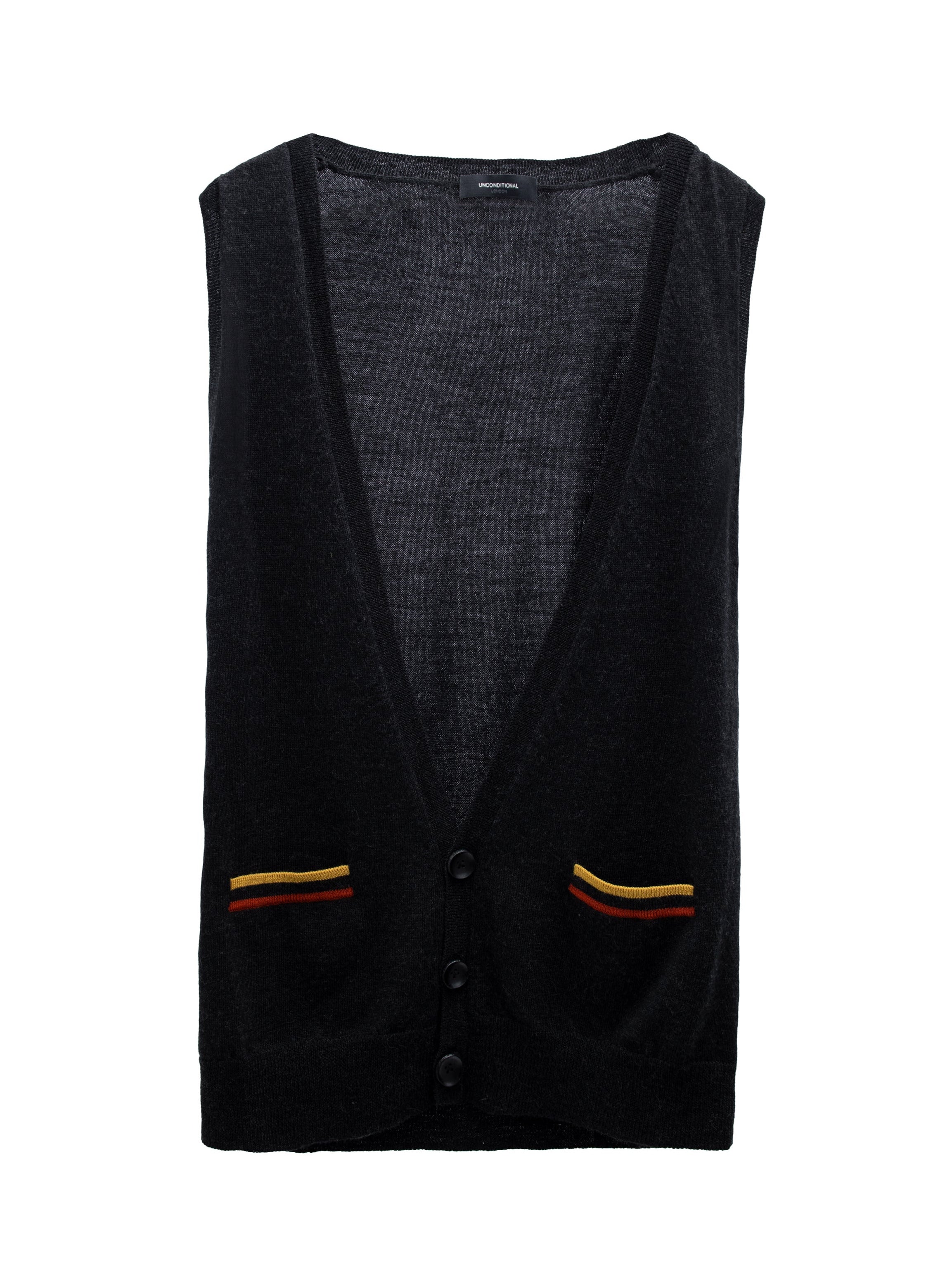 BLACK BUTTON UP KNITTED VEST
