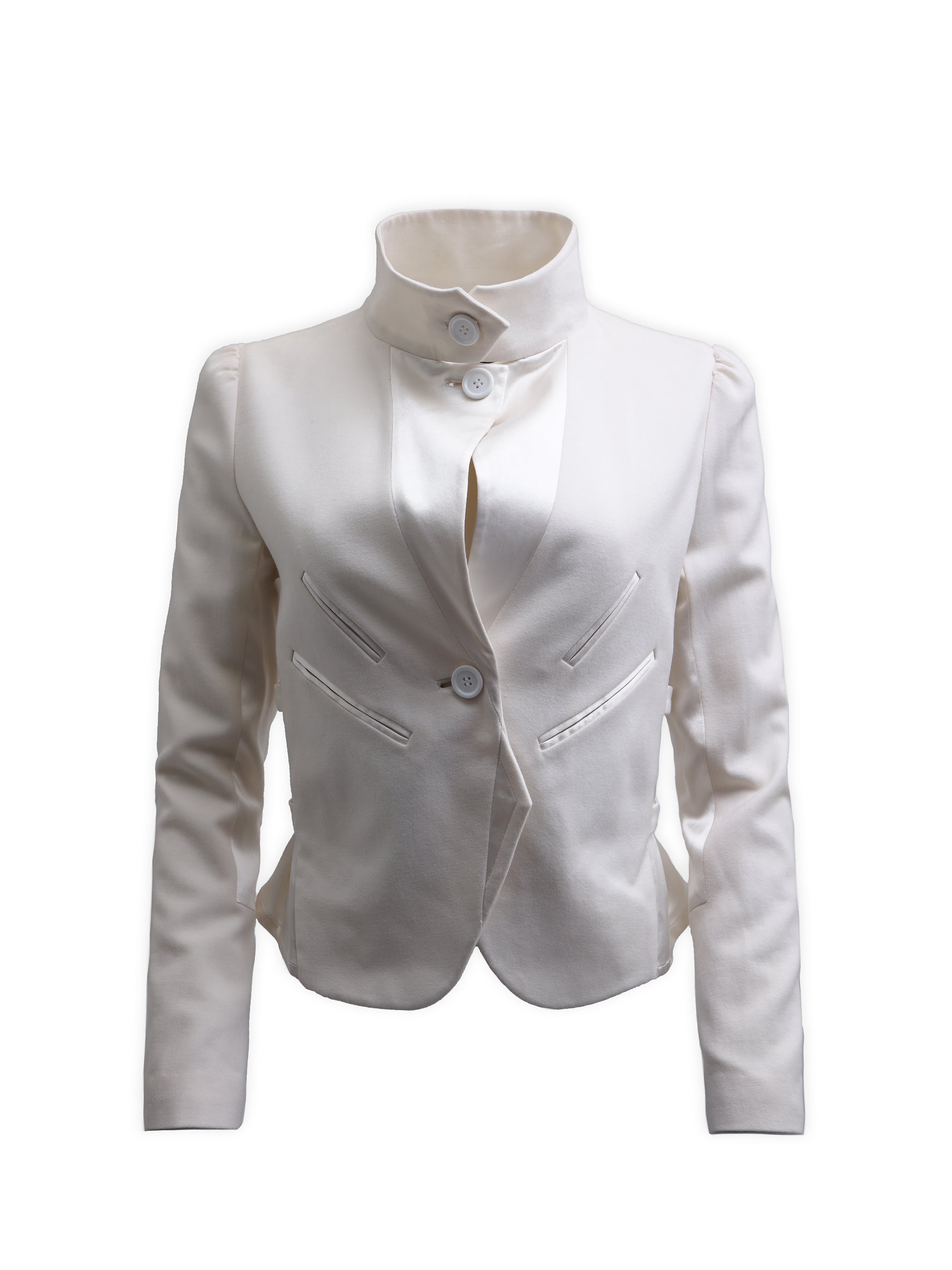 CREAMY WOOL JACKET WITH SILK DETAILING