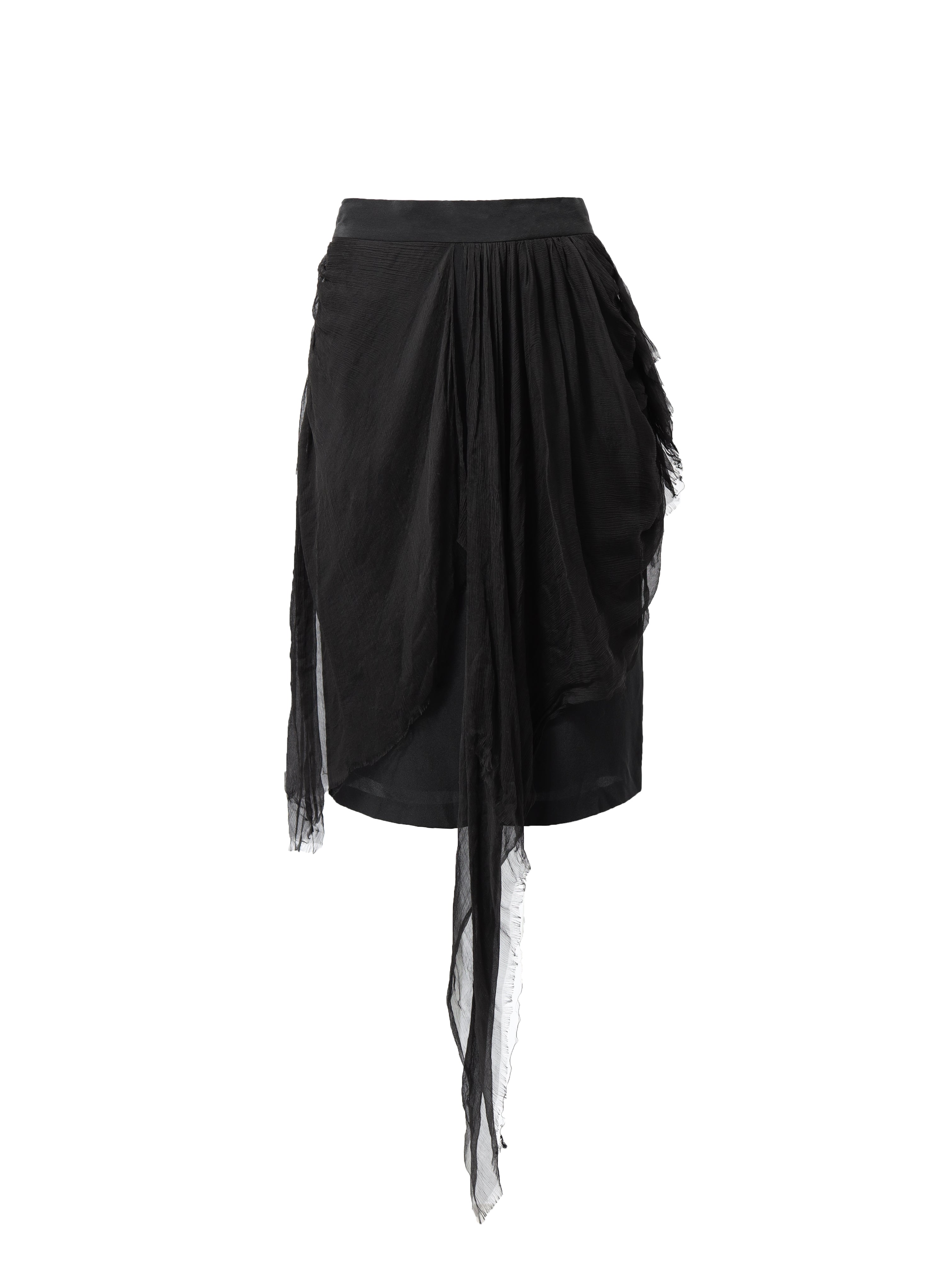 Black Asymmetric Mesh Skirt