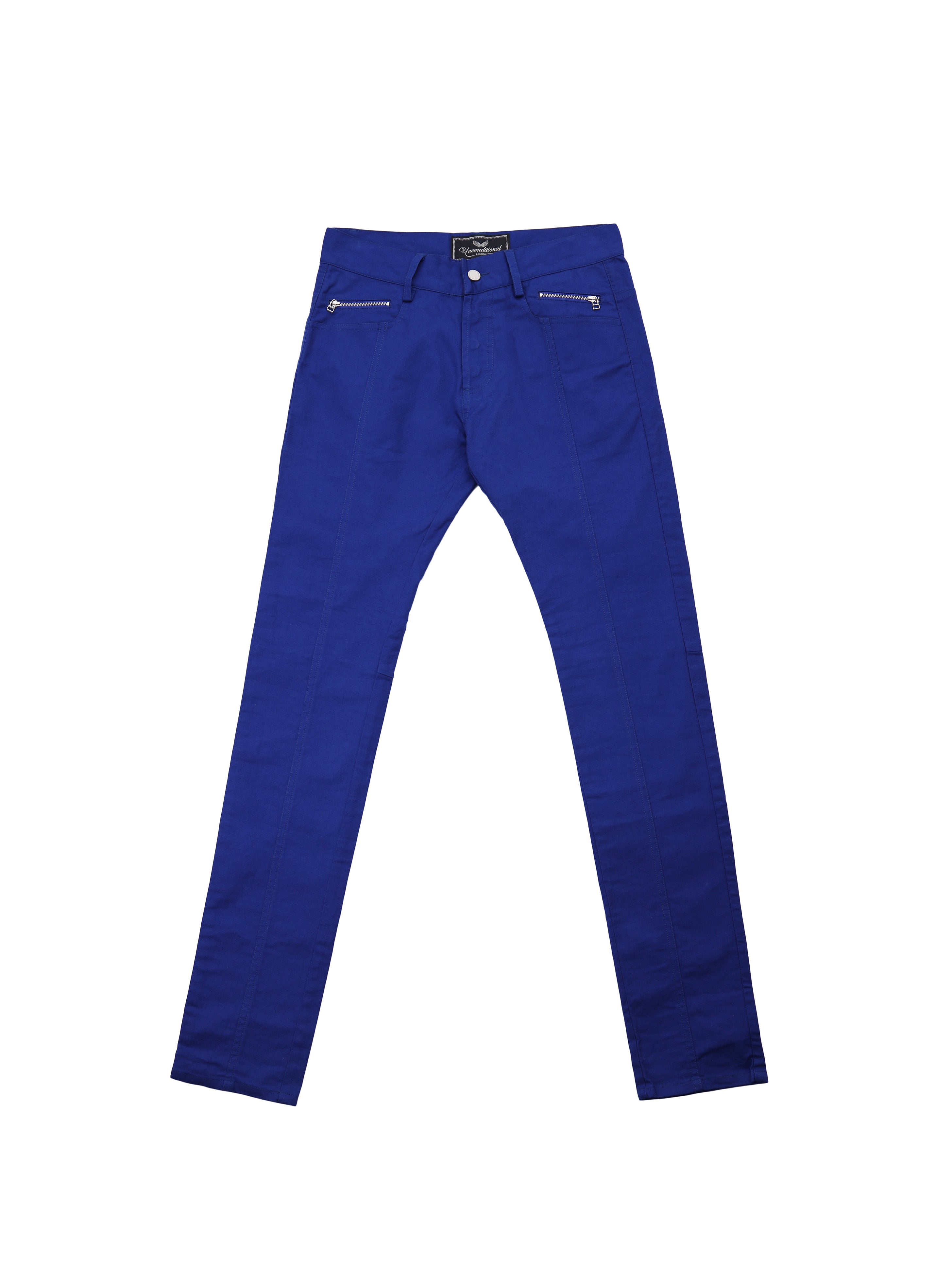 Cobalt Blue Stretch Jeans with Zip Pockets