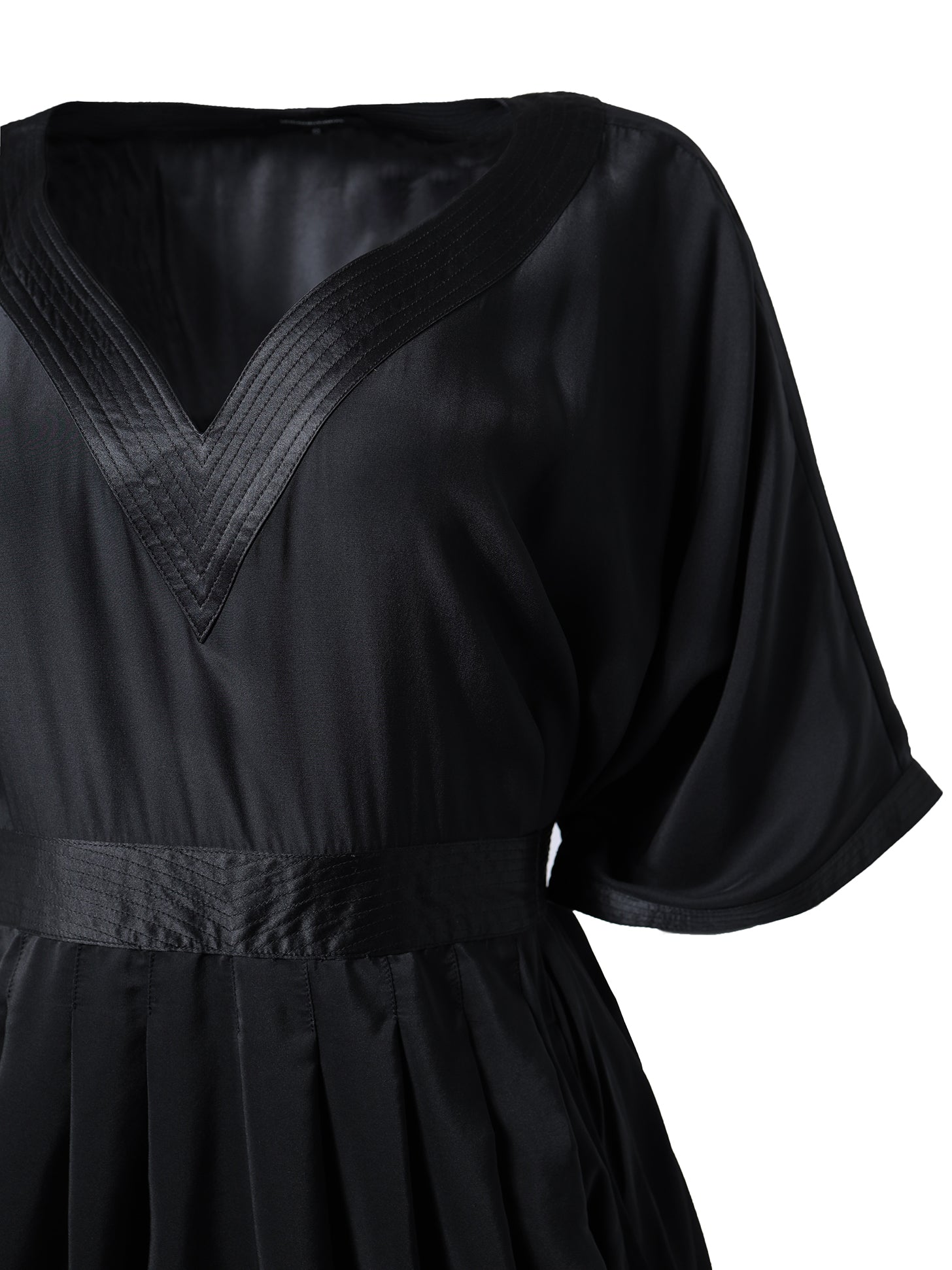 Black V-Neck Silk Dress