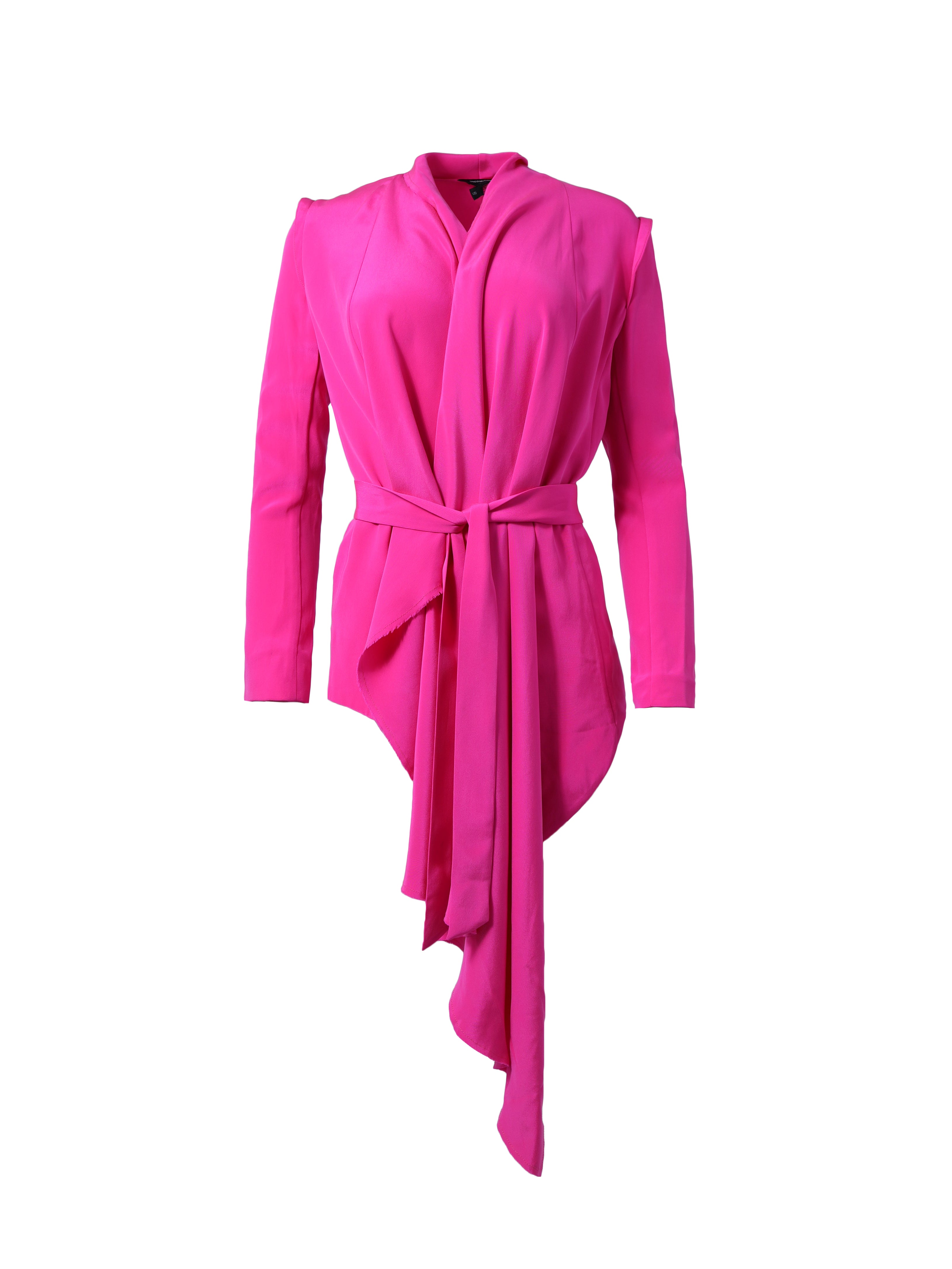 Electric Pink Asymmetric Silk Lightweight Jacket