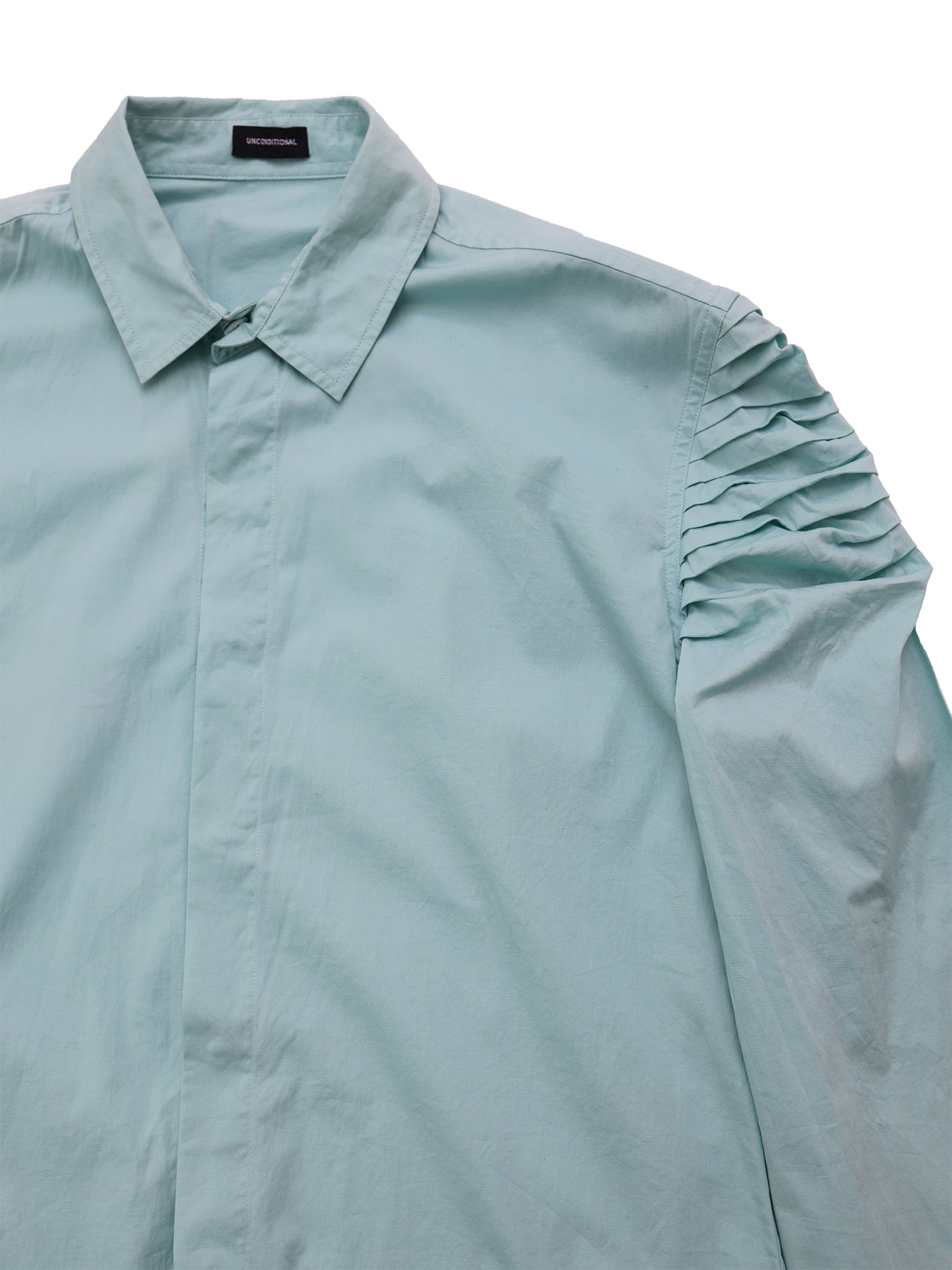 Pleat Shoulder Mint Long Sleeved Shirt