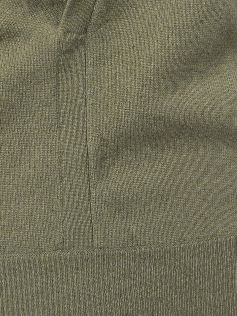 Khaki Green Deep V-Neck Cashmere Vest