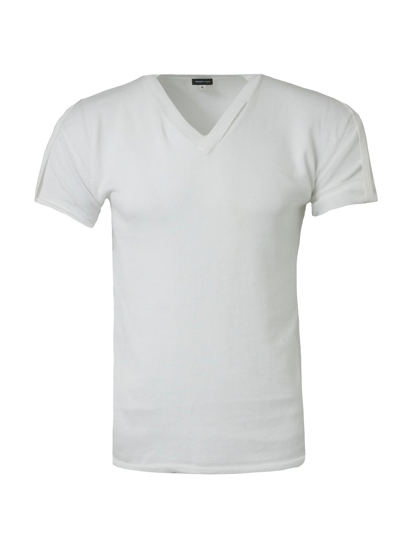White V-Neck t-Shirt With Button Up Sleeves